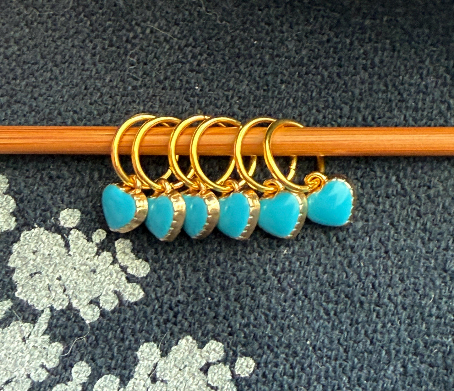 Blue Heart Stitch Markers, Snag Free Knitting Accessories, Set of 6