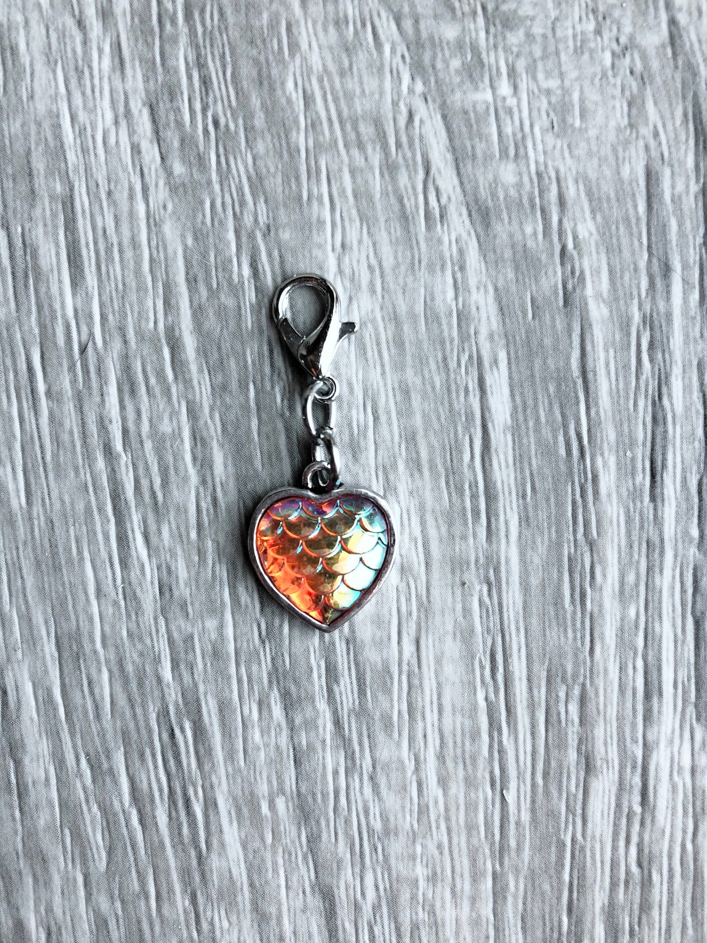 Mermaid Scales Heart Progress Keeper, Knitting Crochet Zipper Pull