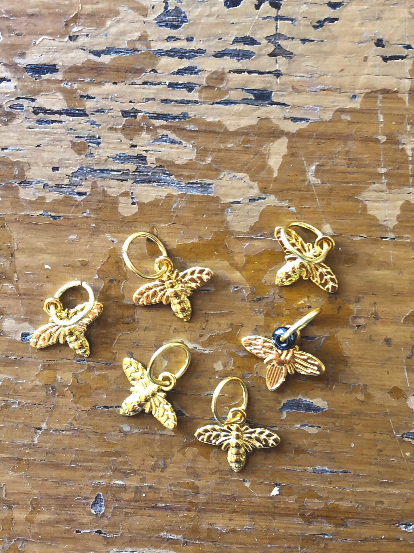 Gold Honey Bee Snagfree Stitch Markers, Knitting Progress Keepers