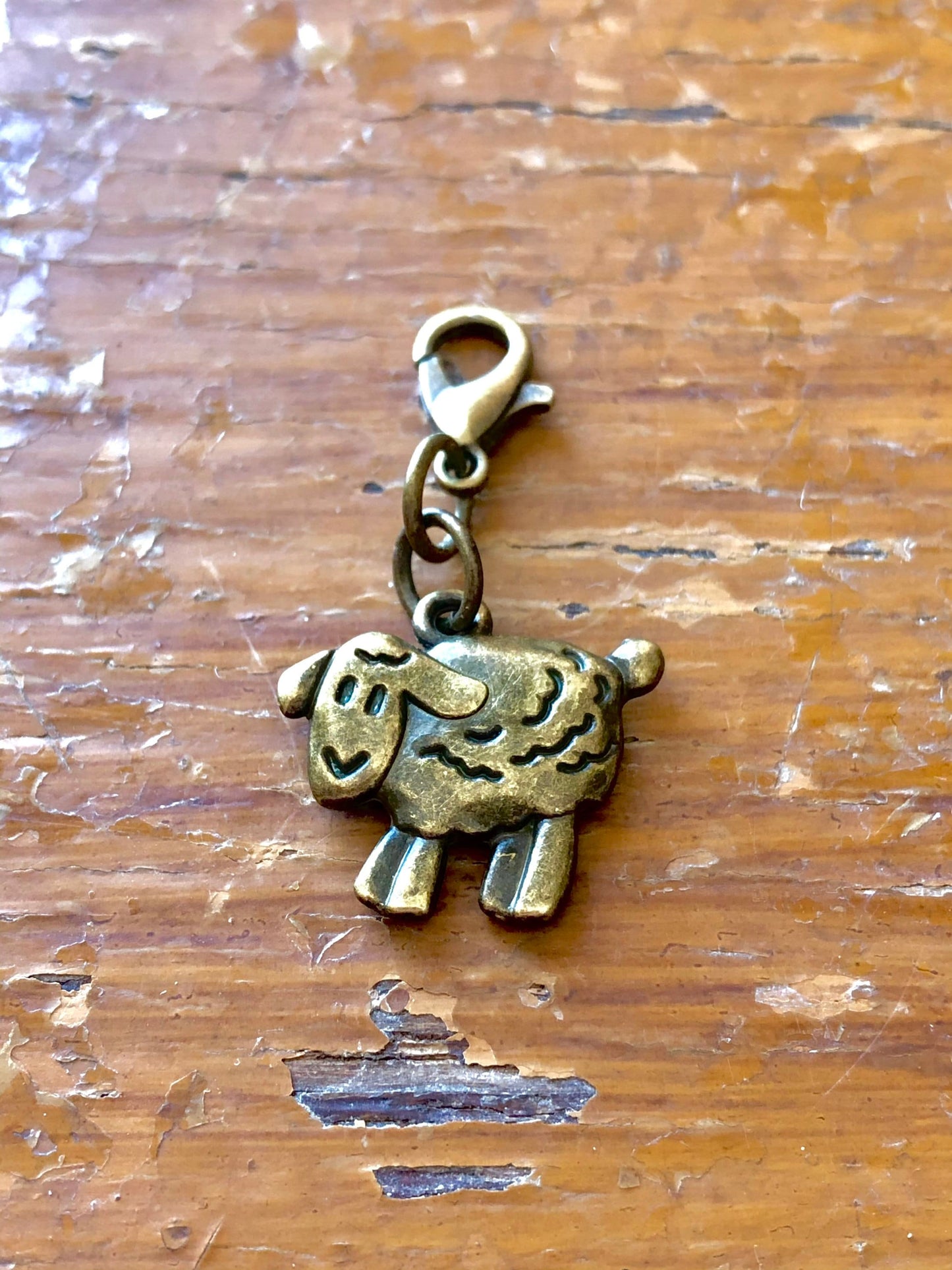Bronze Sheep Knitting Progress Keeper, Yarn Stitch Marker