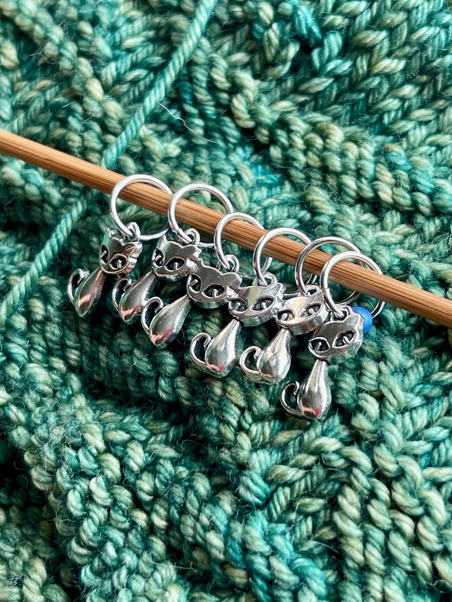 Silver Cat Snagfree Stitch Markers, Knitting Accessories, Yarn Jewelry