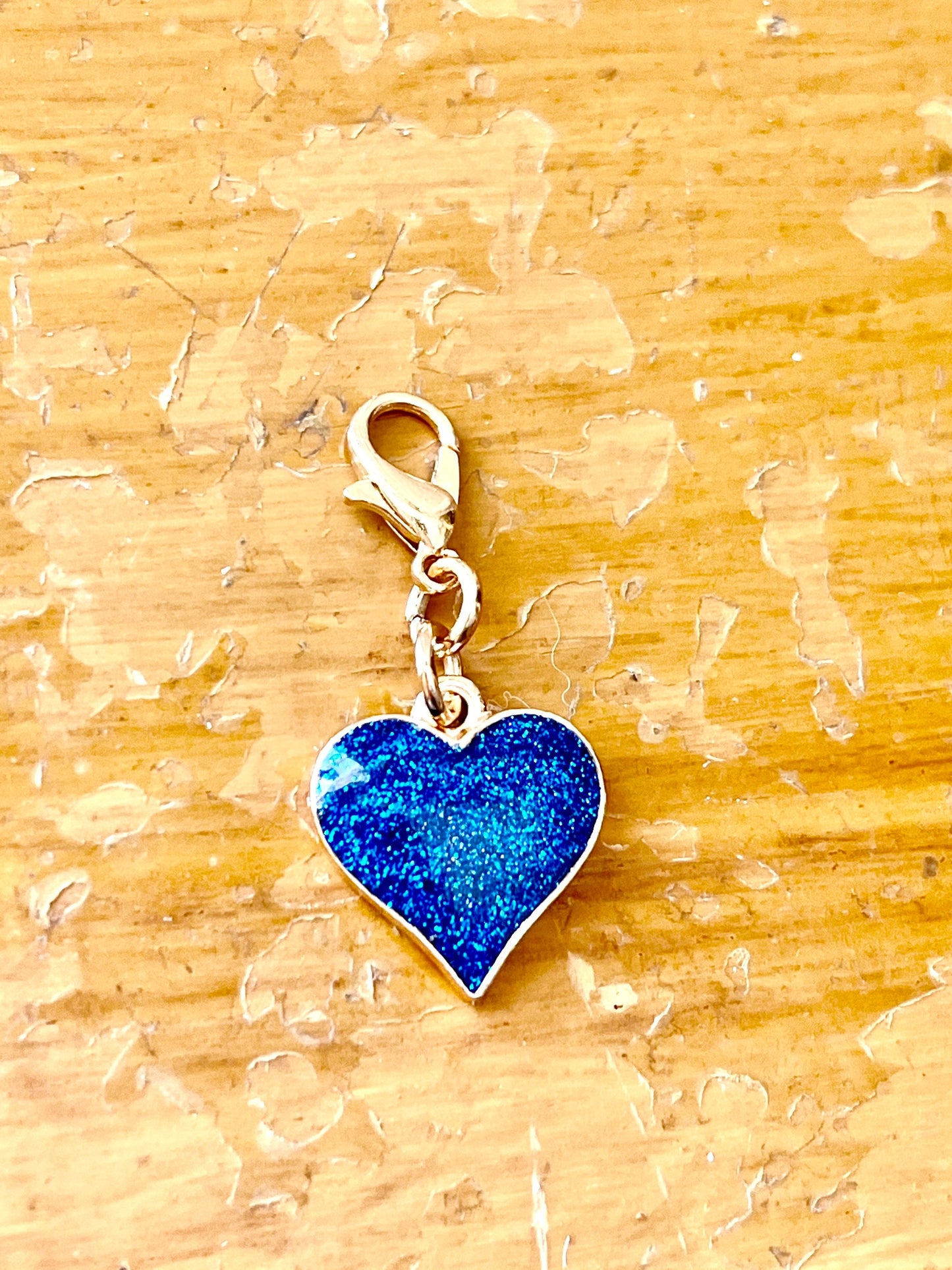 Blue Glitter Heart Progress Keeper, Knitting Crochet Gift