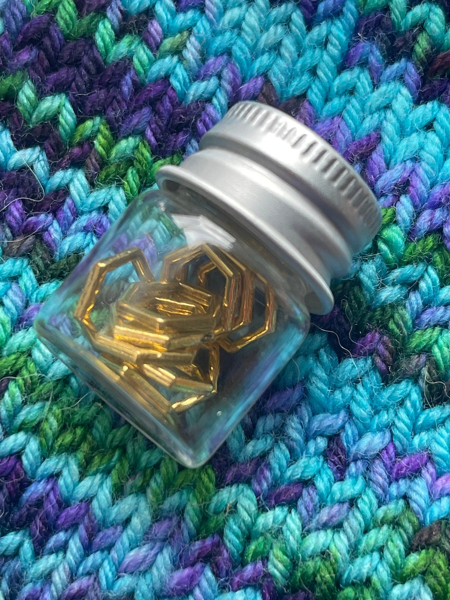 Gold Hexagon Stitch Markers, Snagfree Knitting Notions (Set of 10)