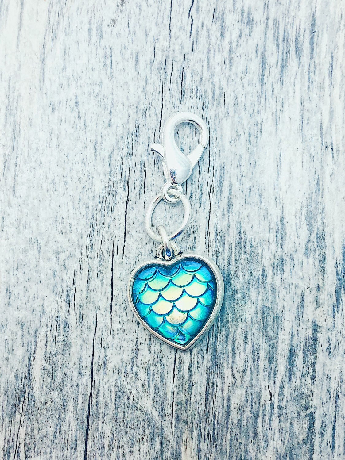 Mermaid Scales Heart Progress Keeper, Knitting Crochet Charm