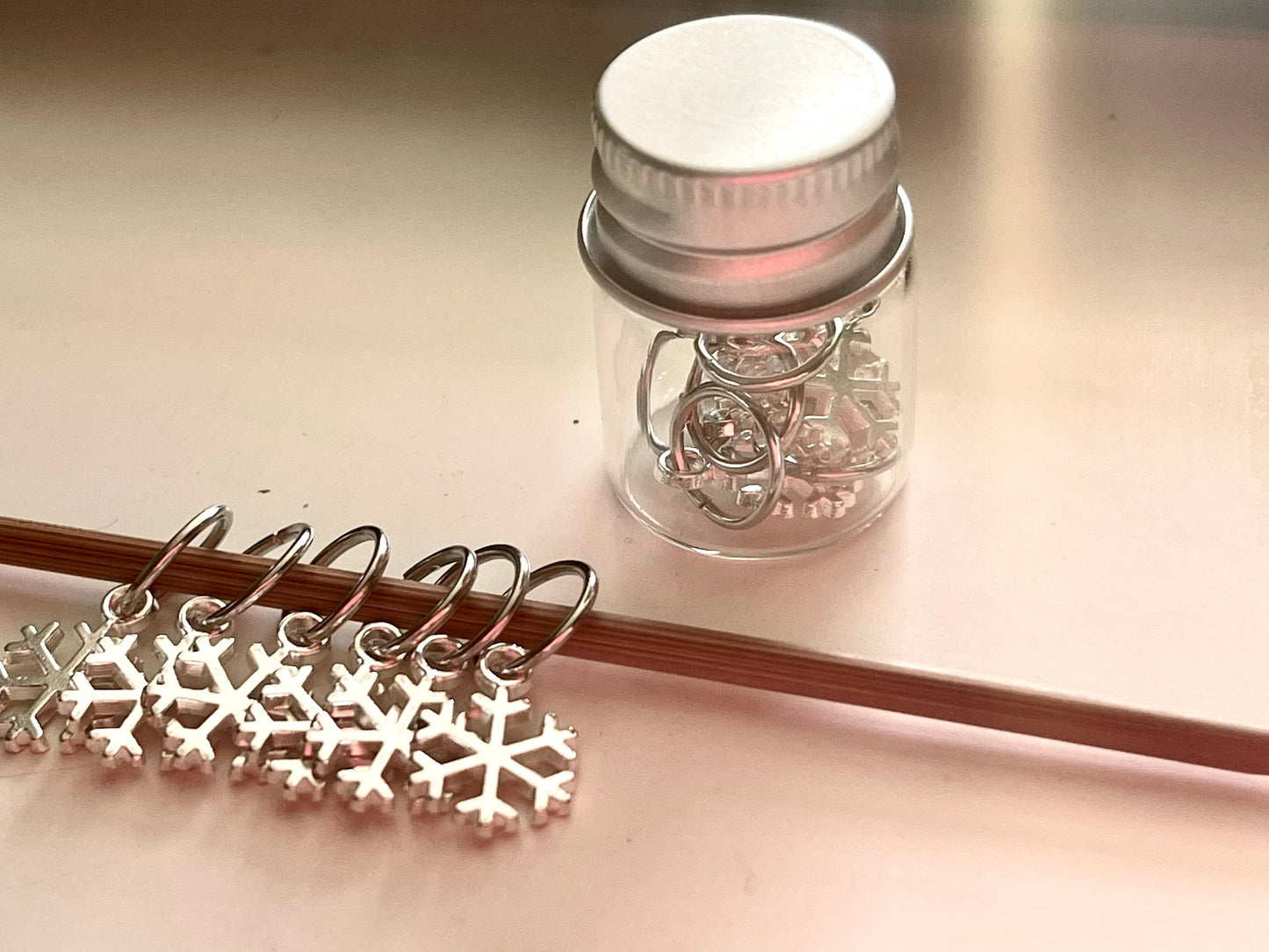 Snowflake Christmas Stitch Markers, Winter Knitting Progress Keepers