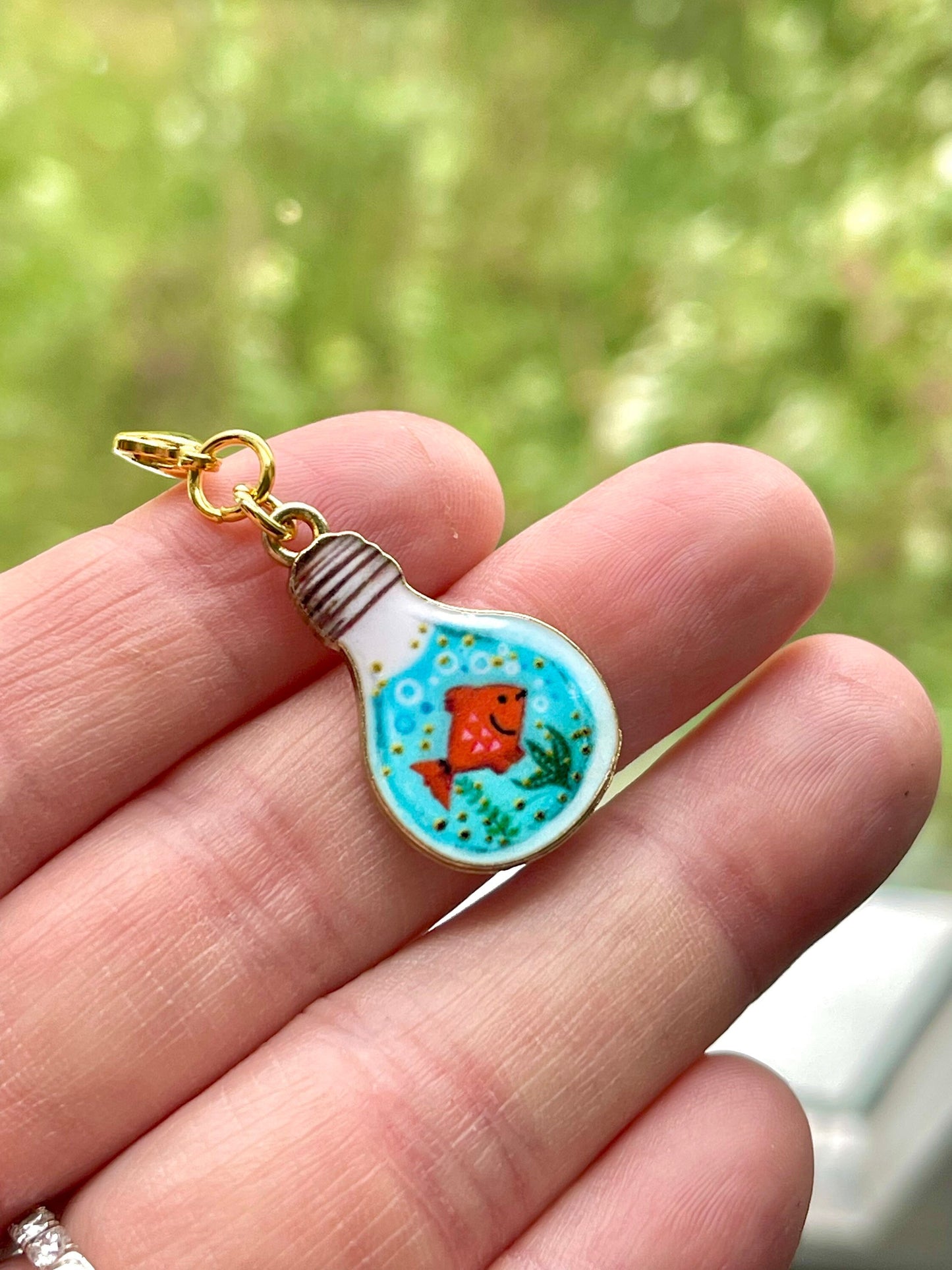 Goldfish Lightbulb Zipper Pull, Stitch Marker, Knitting Crochet Accessory, Progress Keeper, Yarn Jewelry