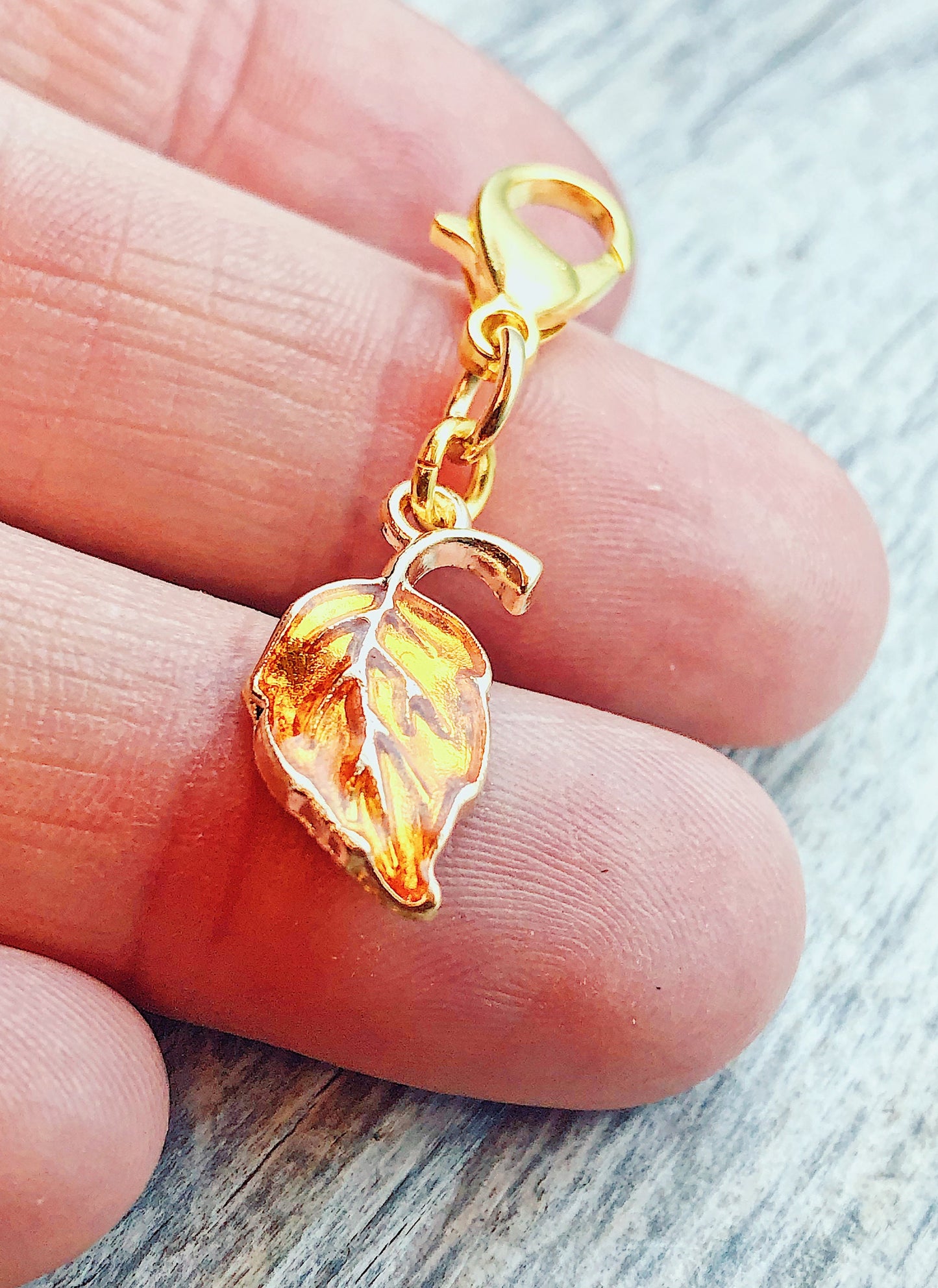 Gold Plated Autumn Leaf Progress Keeper, Knitting Stitch Marker