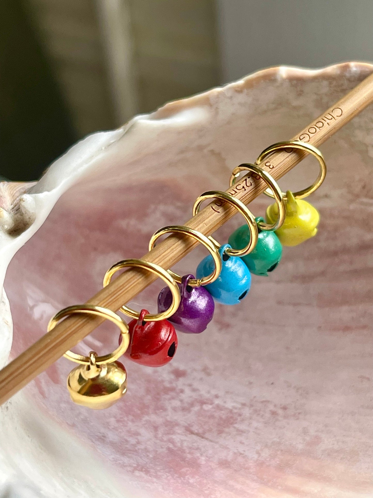 Matte Jingle Bells Stitch Markers, Snagfree Knitting Progress Keepers