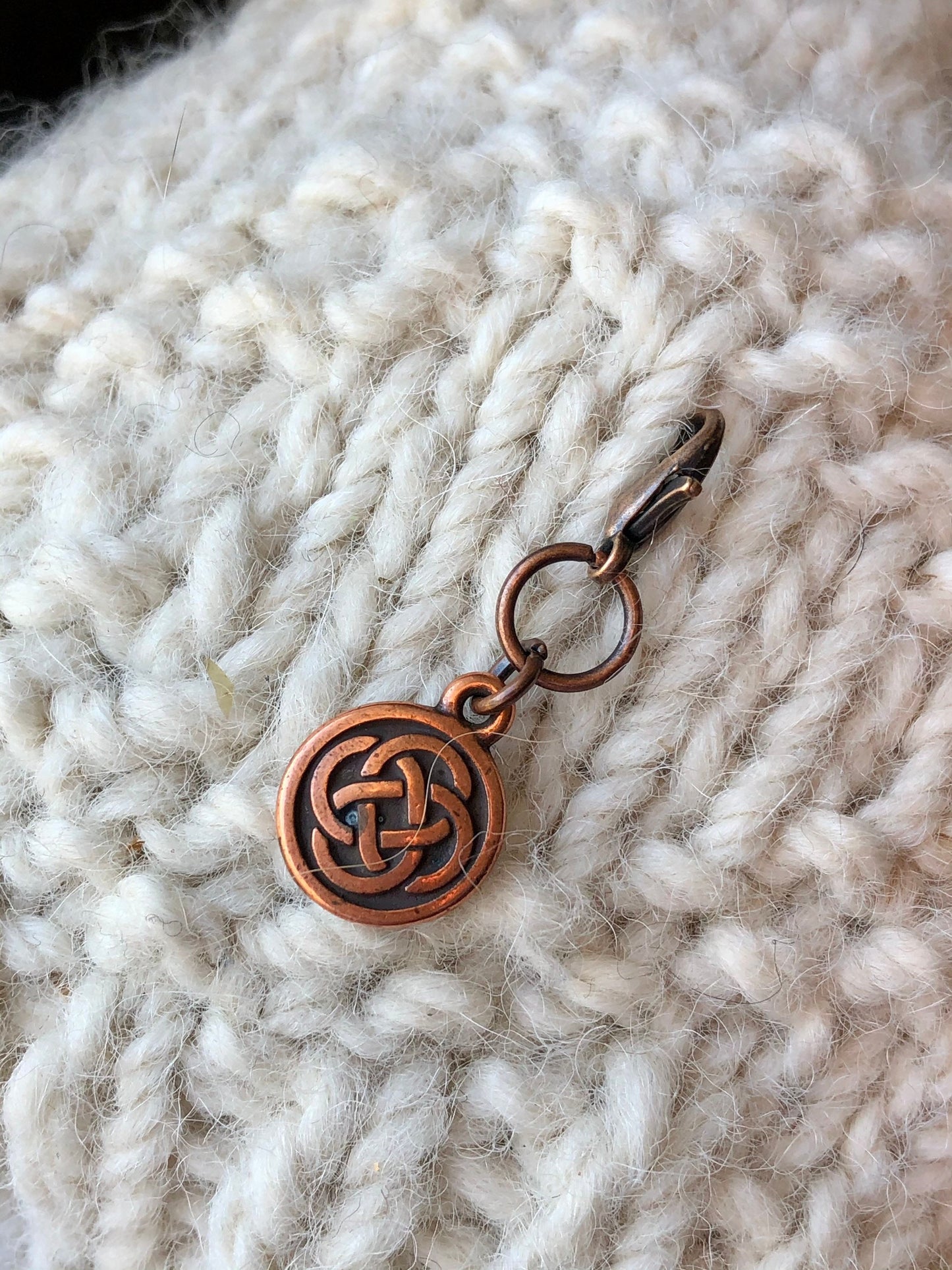 Copper Celtic Knot Progress Keeper, TierraCast Zipper Pull