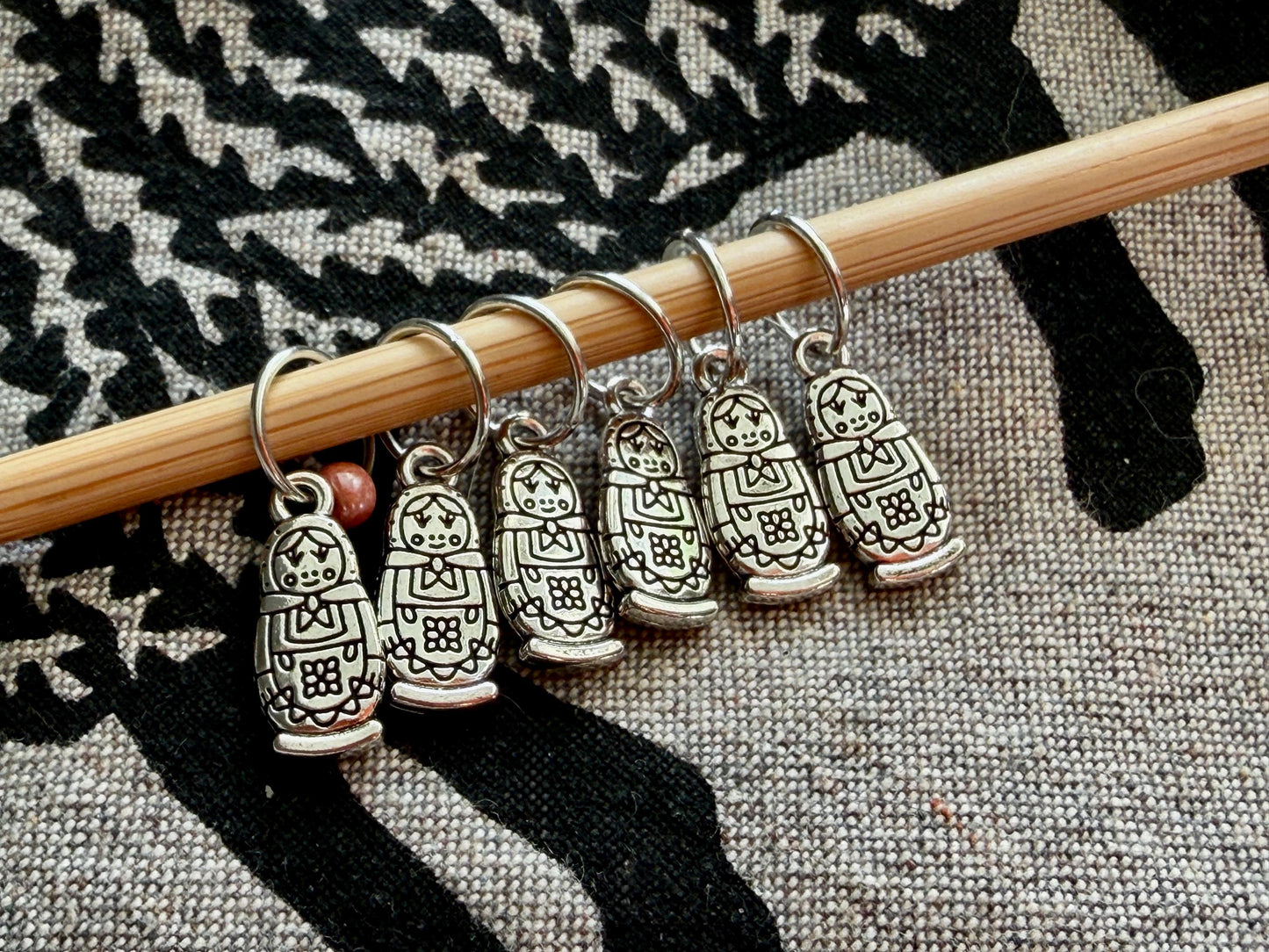 Silver Russian Nesting Doll Stitch Markers, Snag Free Knitting Notions, Yarn Jewelry