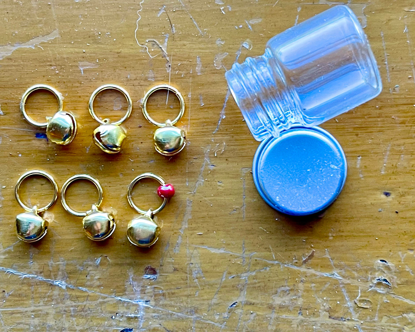 Gold Jingle Bells Stitch Markers, Knitting Notions