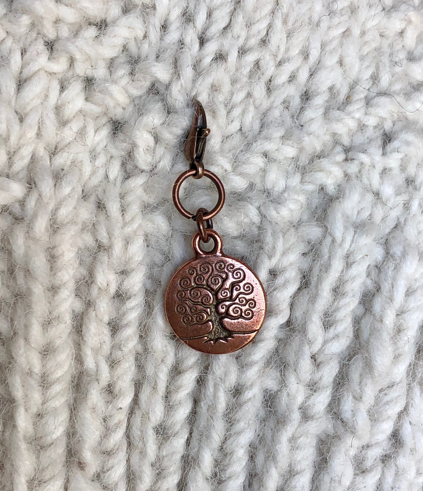 Copper Tree of Life Progress Keeper, Knitting Stitch Marker
