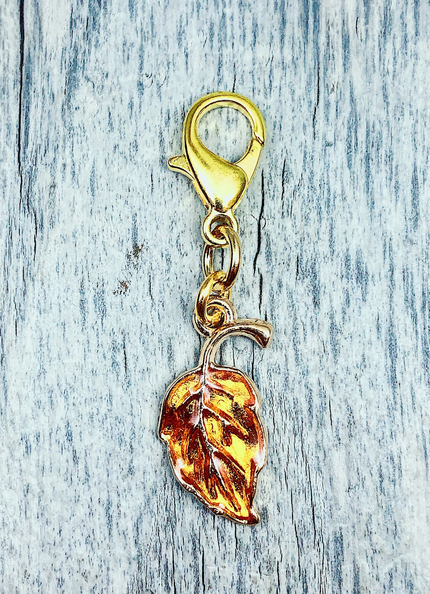 Gold Plated Autumn Leaf Progress Keeper, Knitting Stitch Marker