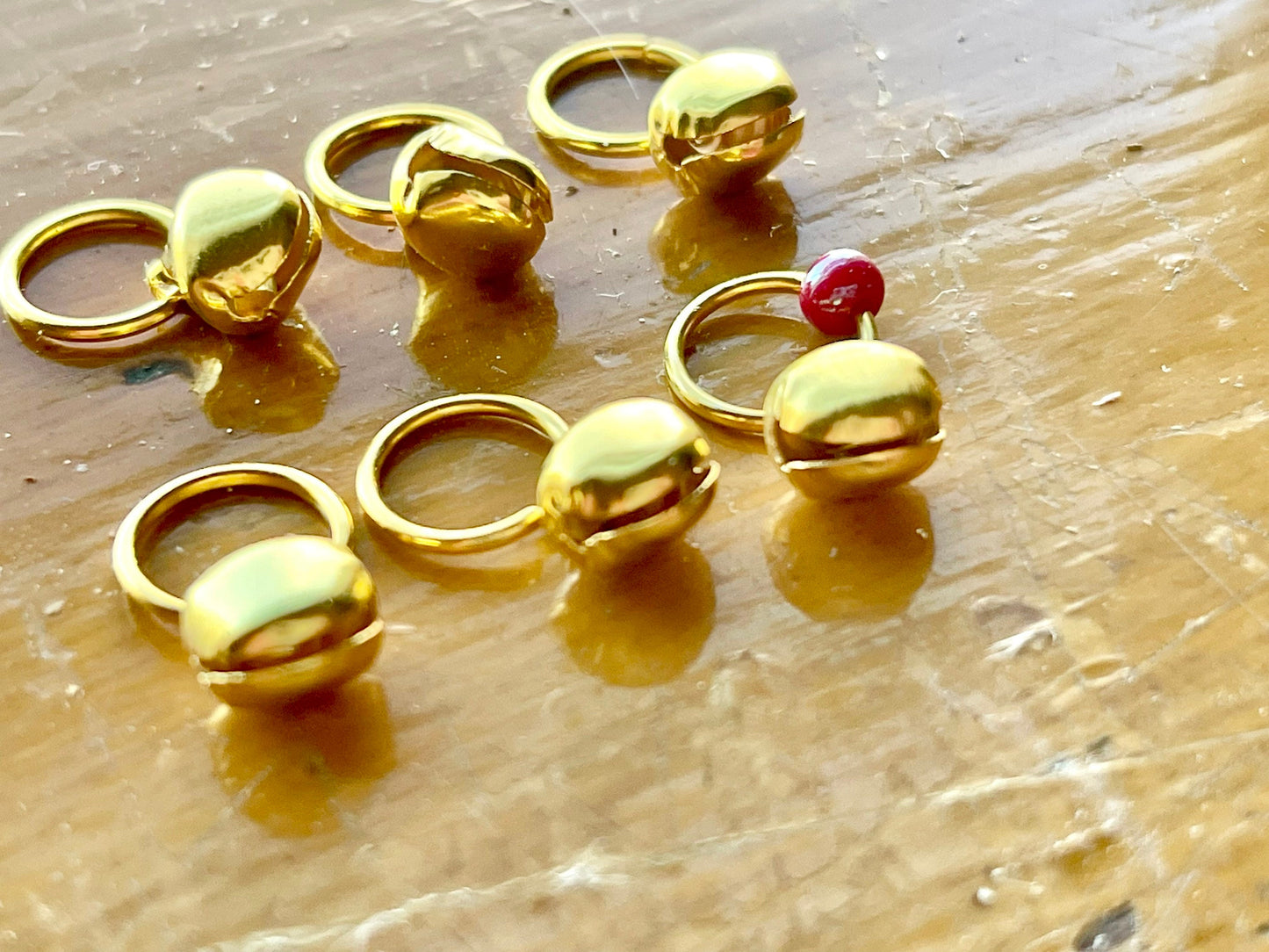 Gold Jingle Bells Stitch Markers, Knitting Notions