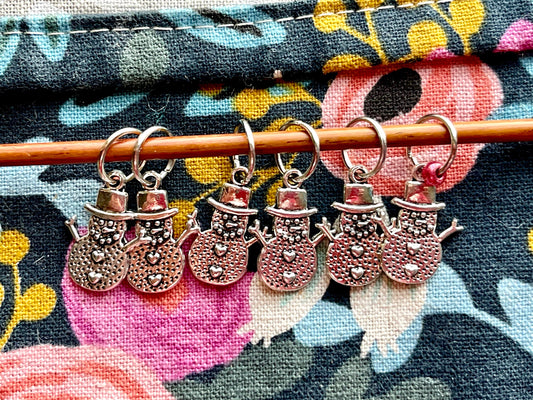 Snowmen Snag Free Stitch Markers, Christmas Knitting Charms