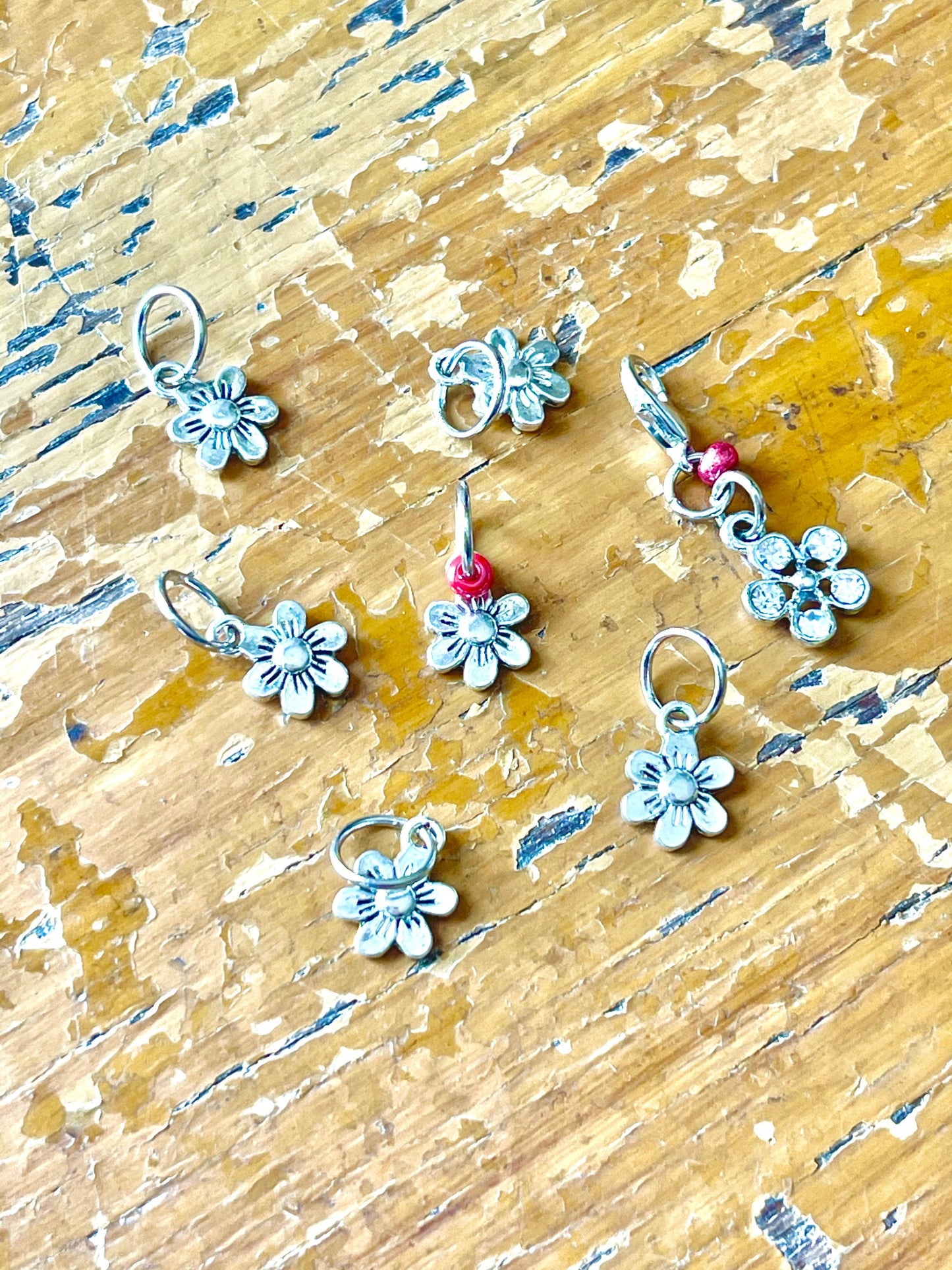 Silver Flower Snagless Stitch Markers, Knitting Accessories