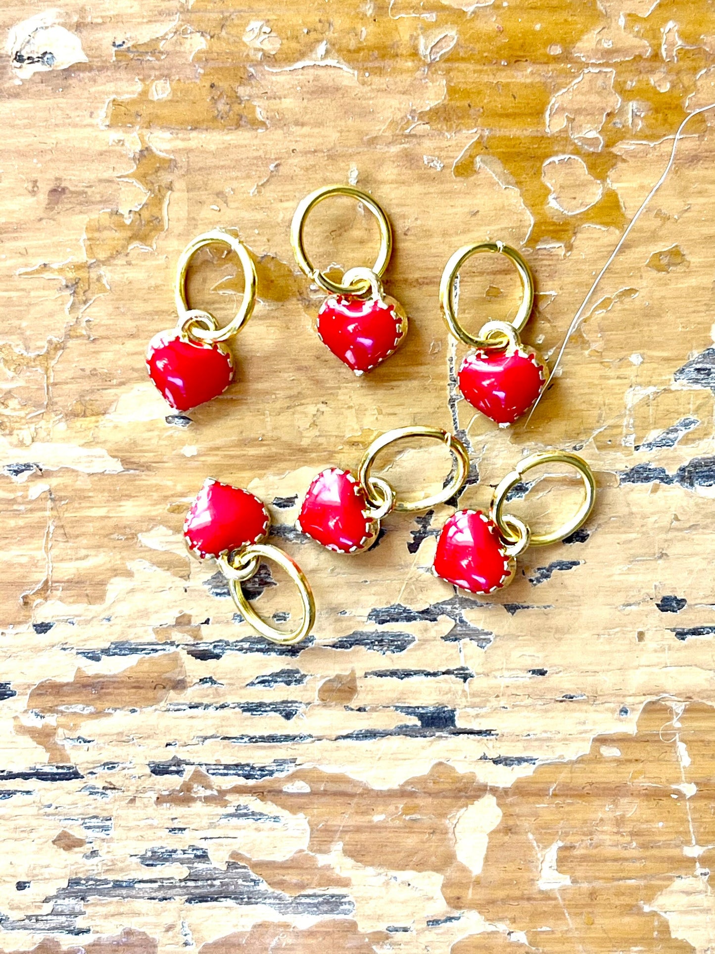 Red Heart Stitch Markers, Snagfree Knitting Rings in Glass Bottle