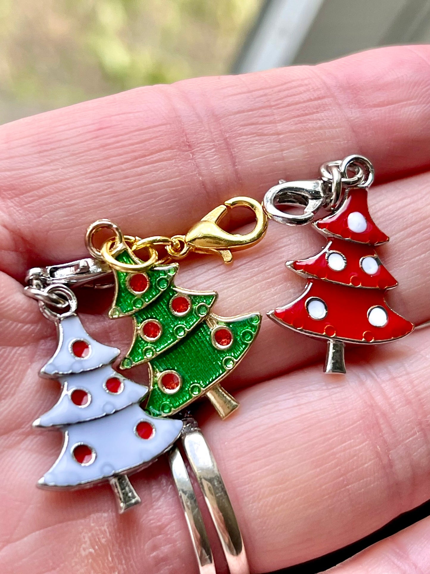 Christmas Tree Zipper Pull, Stitch Marker, Knitting Crochet Charm