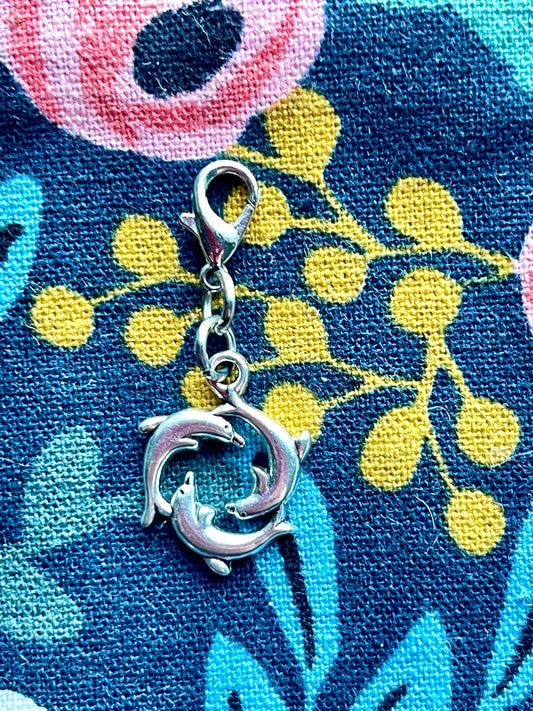 Dolphin Pod Zipper Pull, Knitter Stitch Marker, Yarn Jewelry