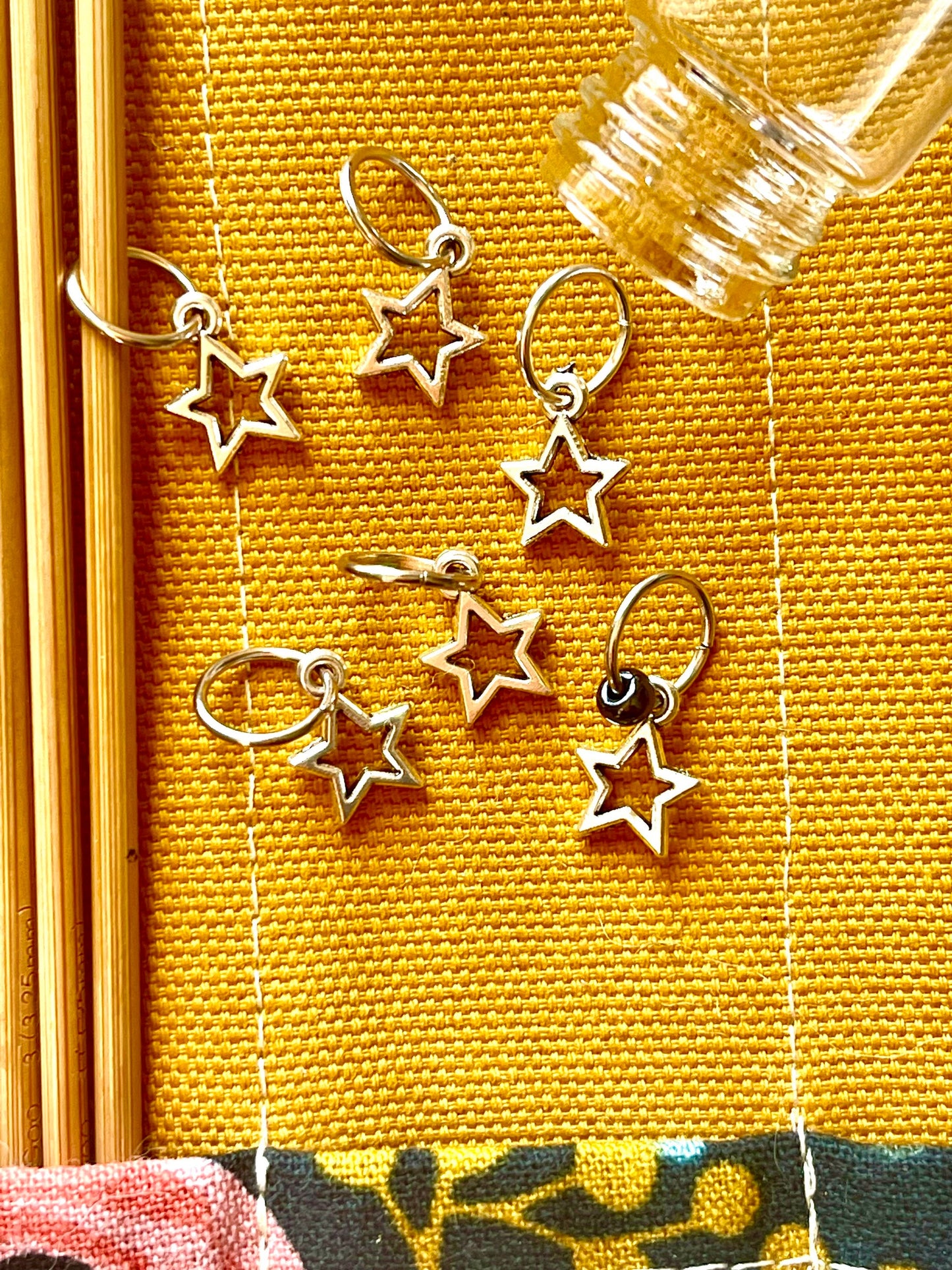 Silver Star Stitch Markers, Snag Free Knitting Accessories, Set of 6