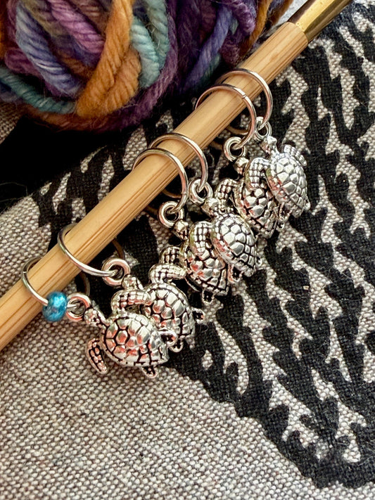 Silver Turtle Stitch Markers, Snag-Free Knitting Progress Keepers