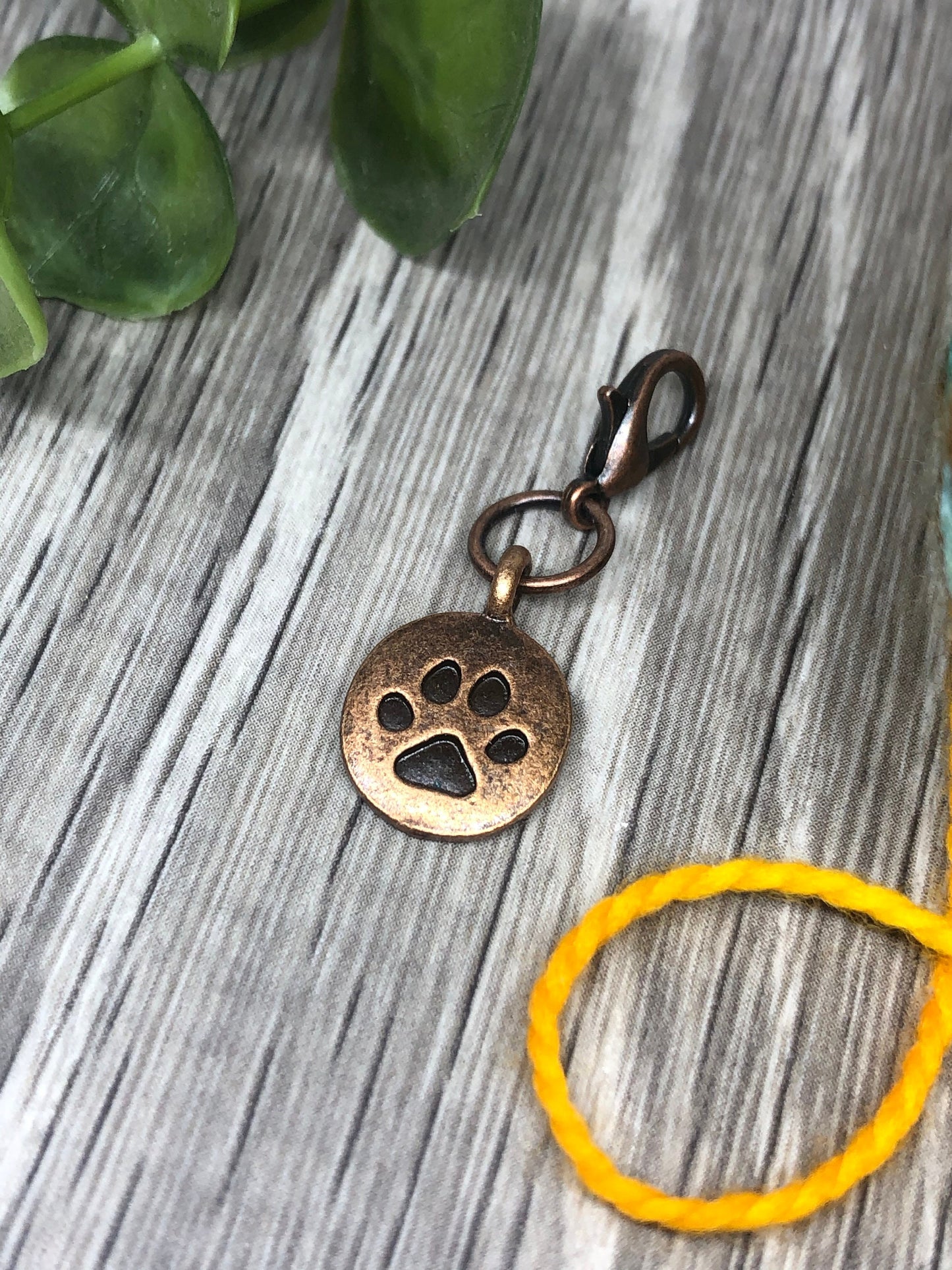 Copper Paw Print Charm, Progress Keeper, Knitting Stitch Marker