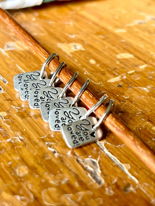 You Are Loved Stitch Markers, Snagfree Knitting Notions, Fits US11 Needles