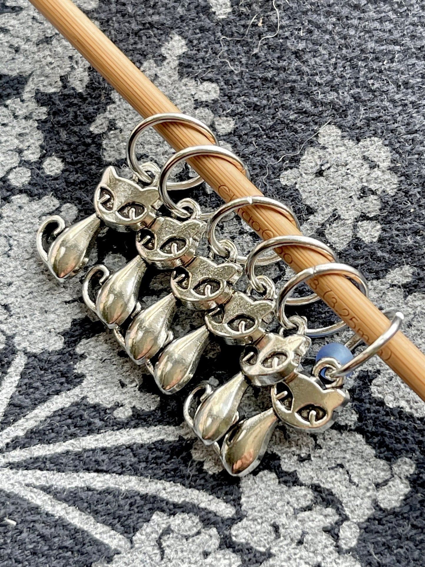 Silver Cat Snagfree Stitch Markers, Knitting Accessories, Yarn Jewelry