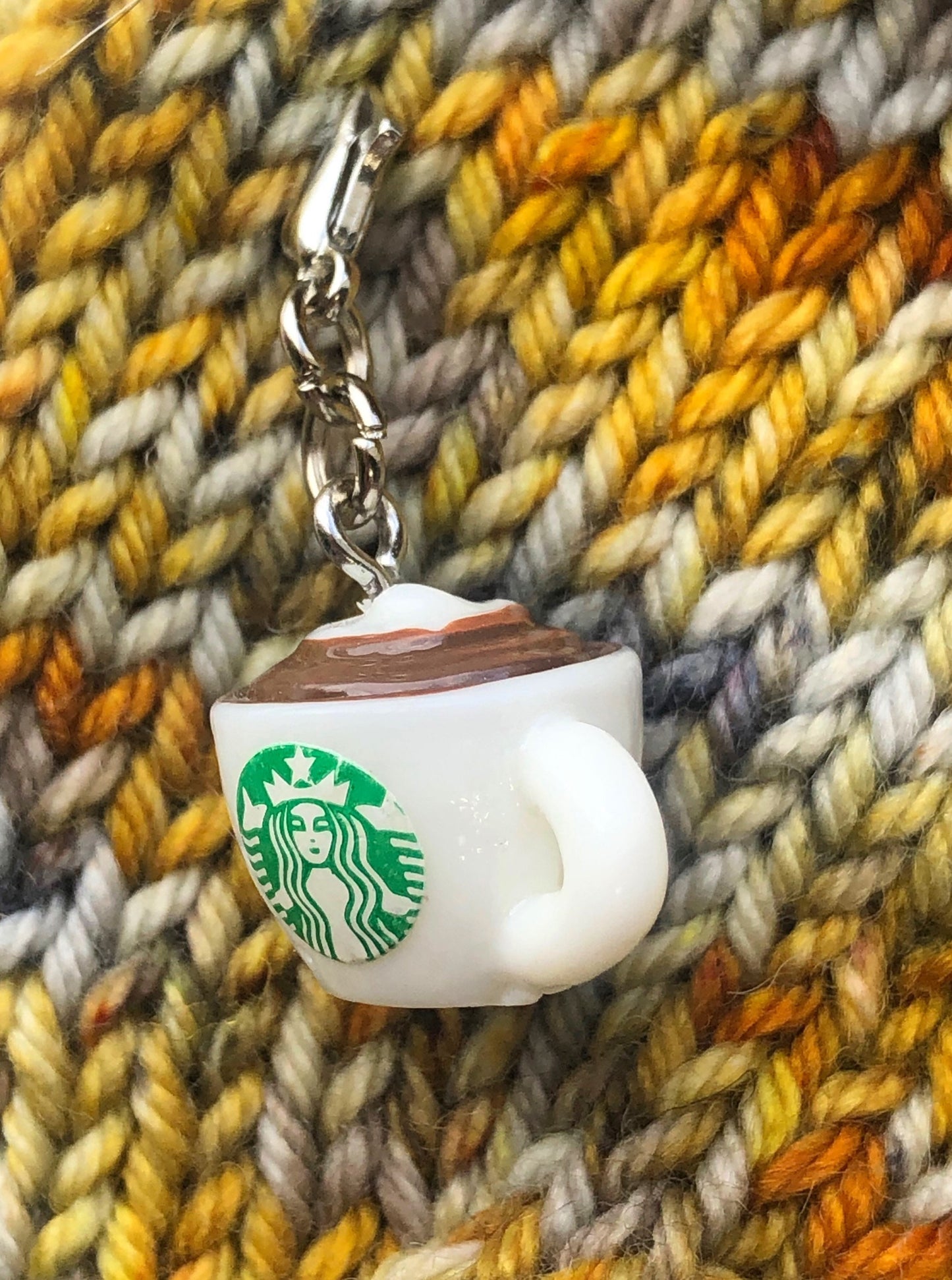 Latte Coffee Cup Zipper Pull Charm, Progress Keeper, Stitch Marker