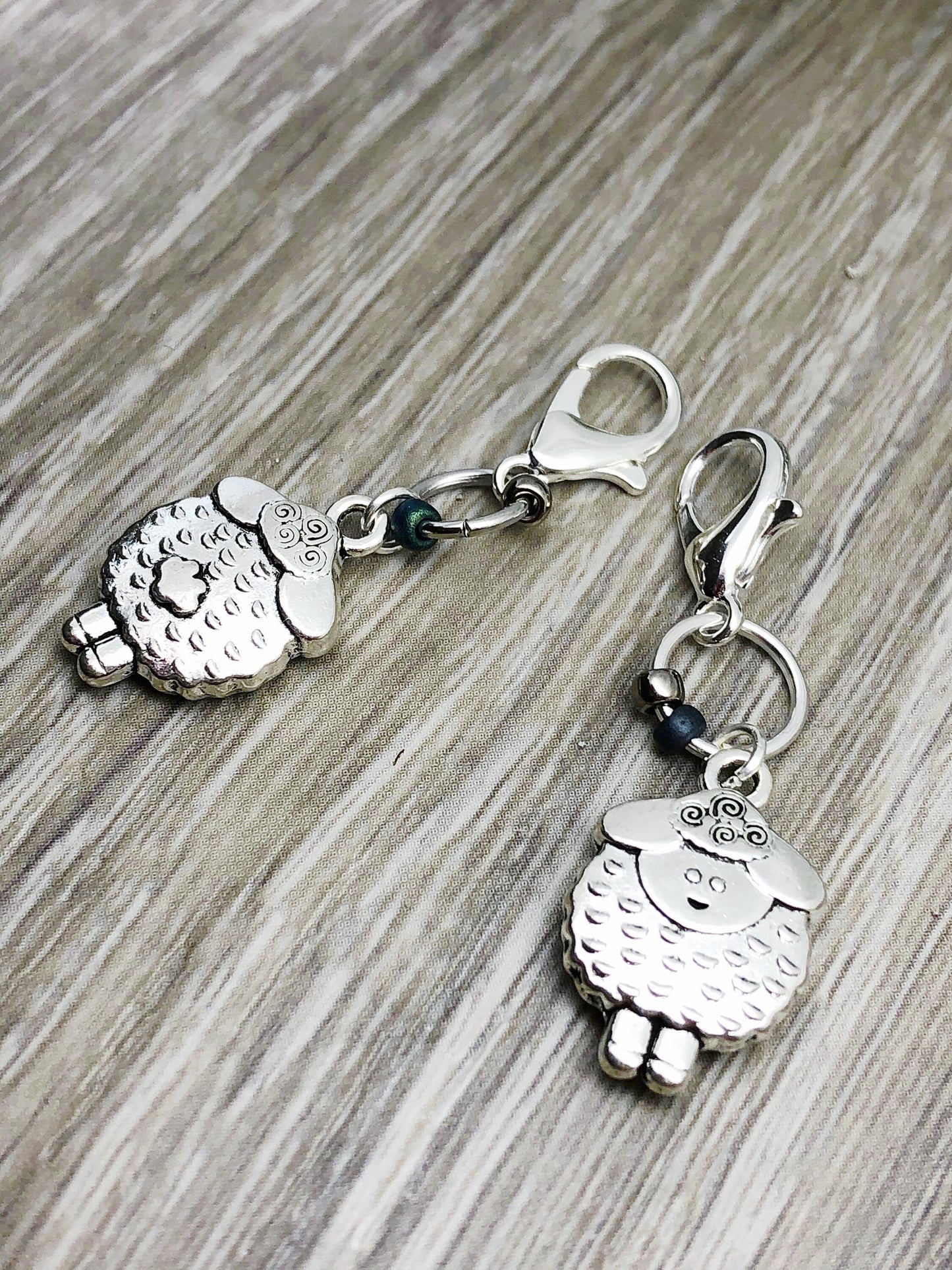 Silver Sheep Charm, Knitting Crochet Accessory, Zipper Pull