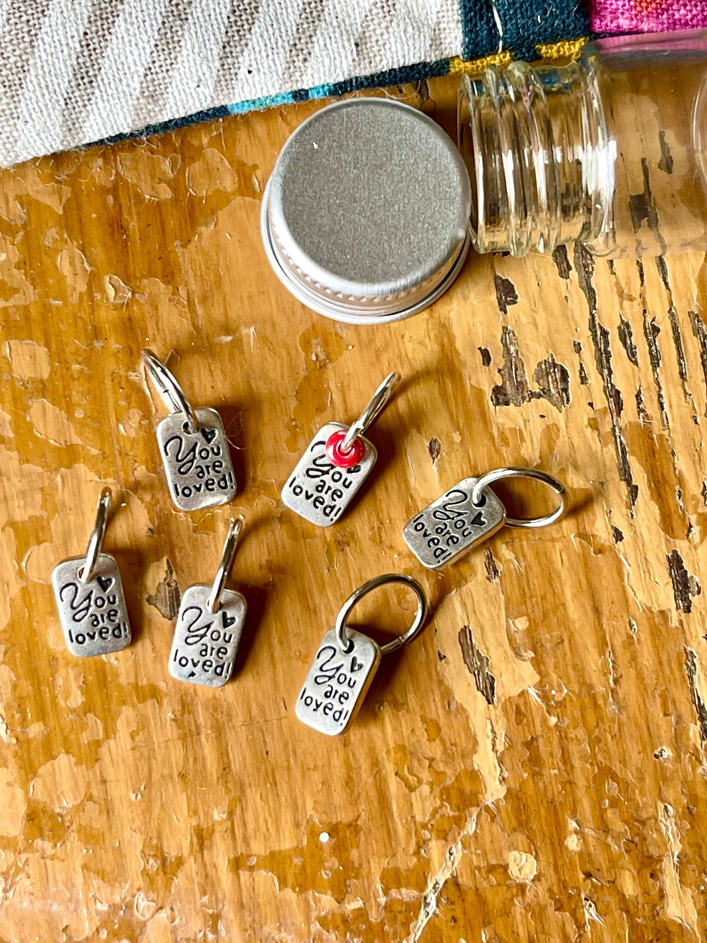 You Are Loved Stitch Markers, Snagfree Knitting Notions, Fits US11 Needles