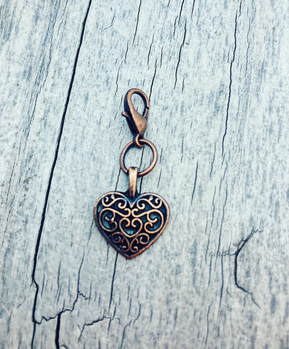 Copper Heart Progress Keeper, Knitting Crochet Stitch Marker