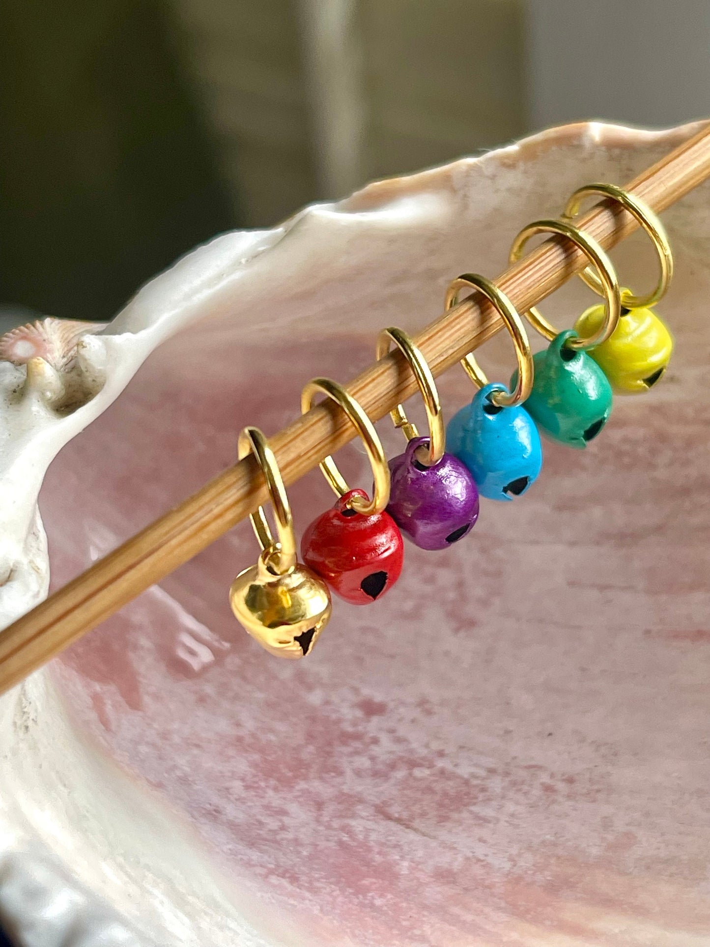 Matte Jingle Bells Stitch Markers, Snagfree Knitting Progress Keepers