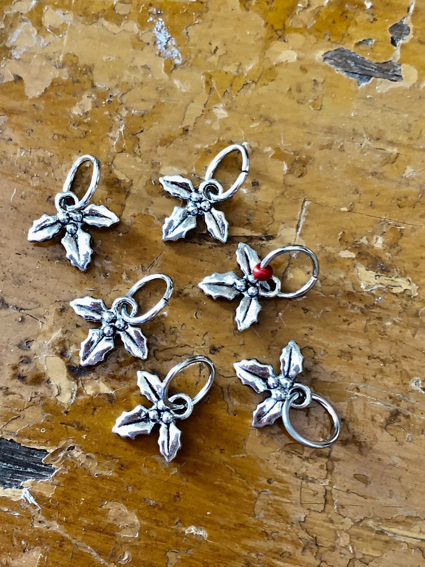 Holly Leaves Snagless Stitch Markers, Knitting Notions, Gifts for Knitters, Knit Markers, Yarn Jewelry