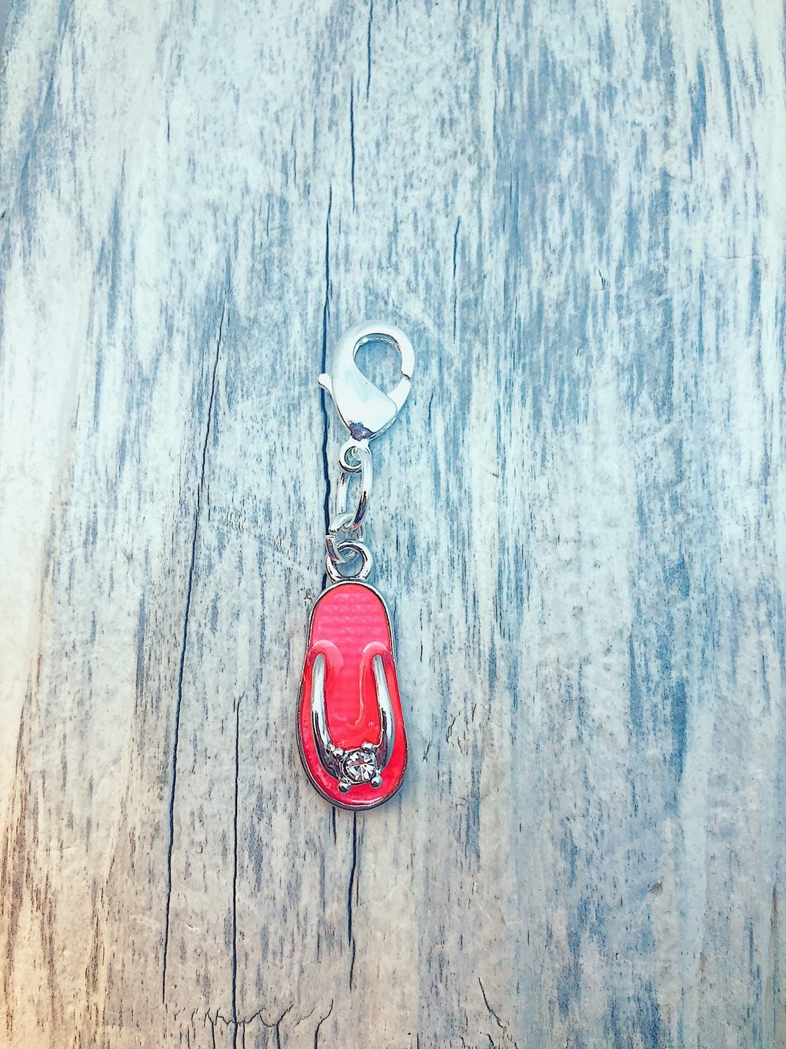 Pink Flip Flop Progress Keeper Charm, Knitting Crochet Gift