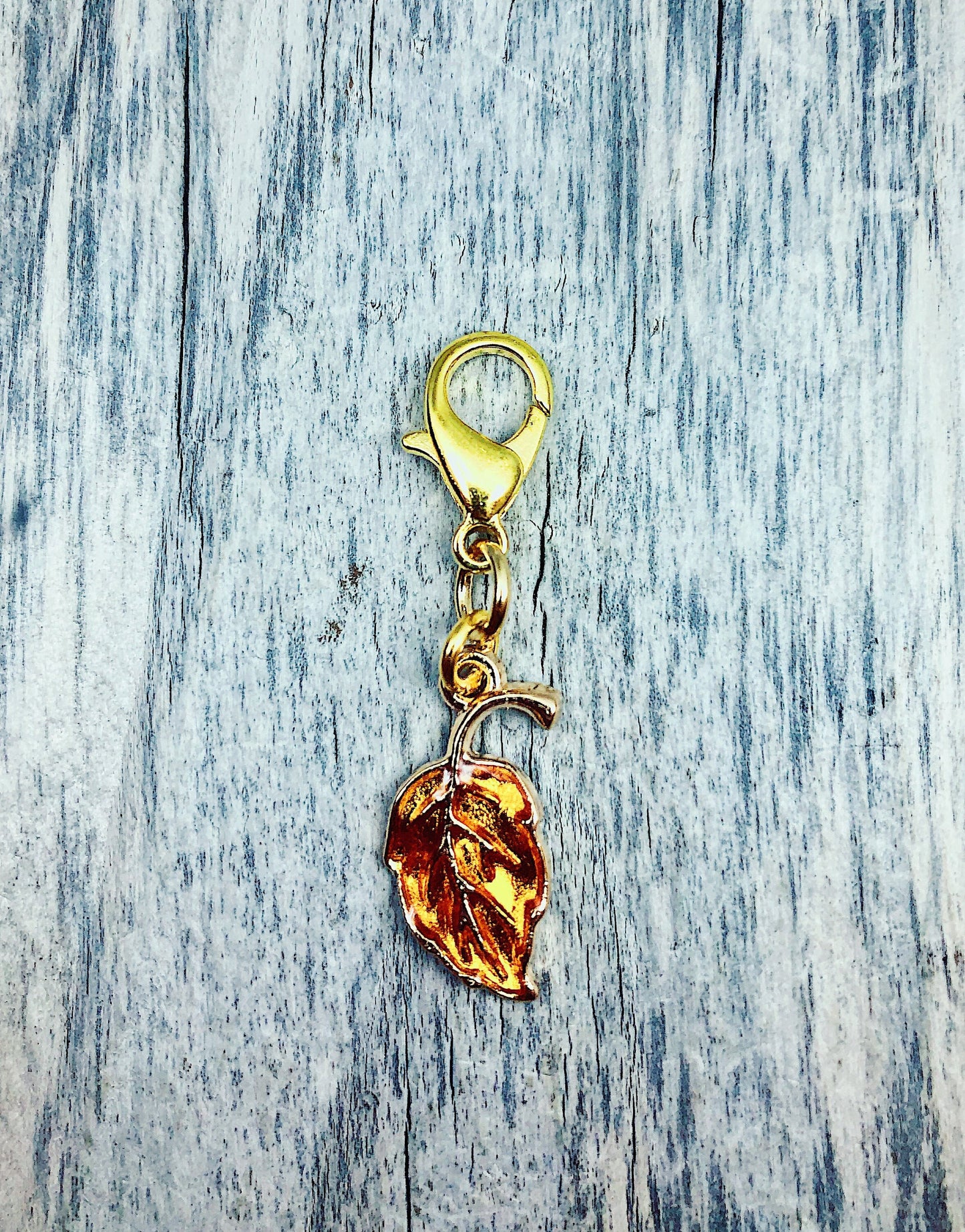 Gold Plated Autumn Leaf Progress Keeper, Knitting Stitch Marker