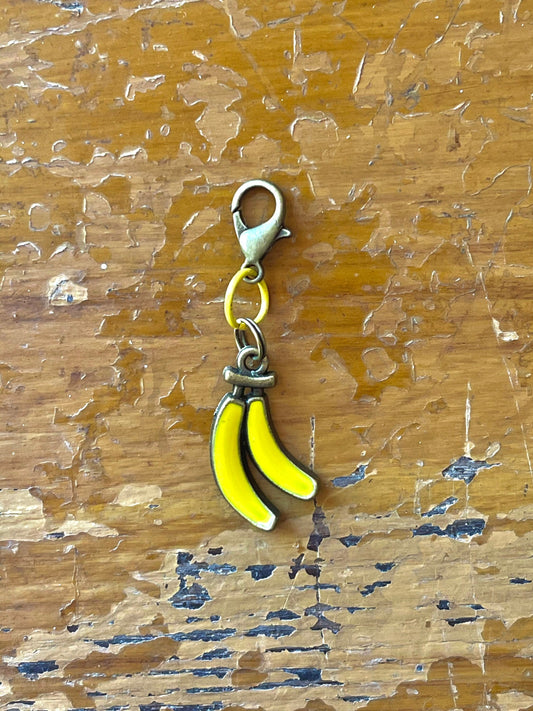 Banana Charm, Bronze Zipper Pull, Knitting Crochet Accessory