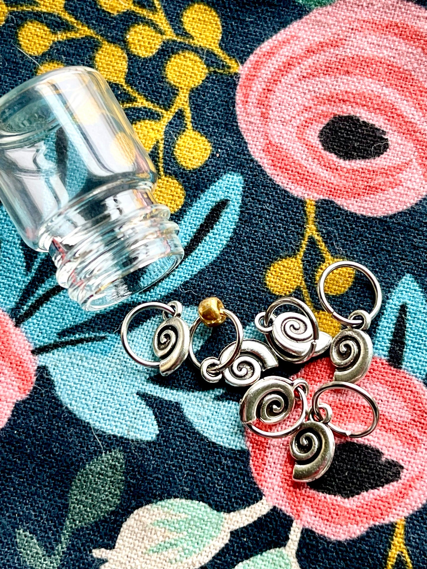 Silver Snails Stitch Markers, Knitting Progress Keepers, Knit Notions