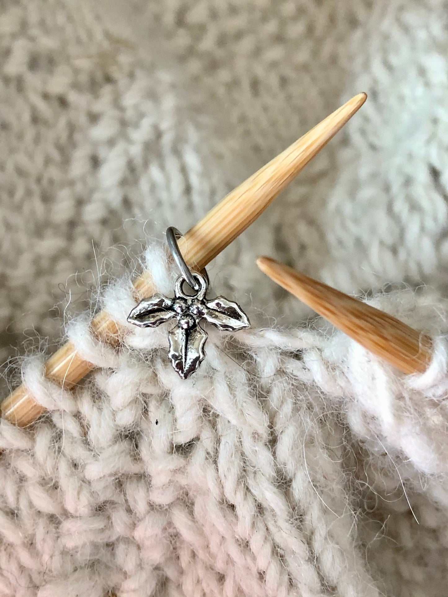 Holly Leaves Snagless Stitch Markers, Knitting Notions, Gifts for Knitters, Knit Markers, Yarn Jewelry