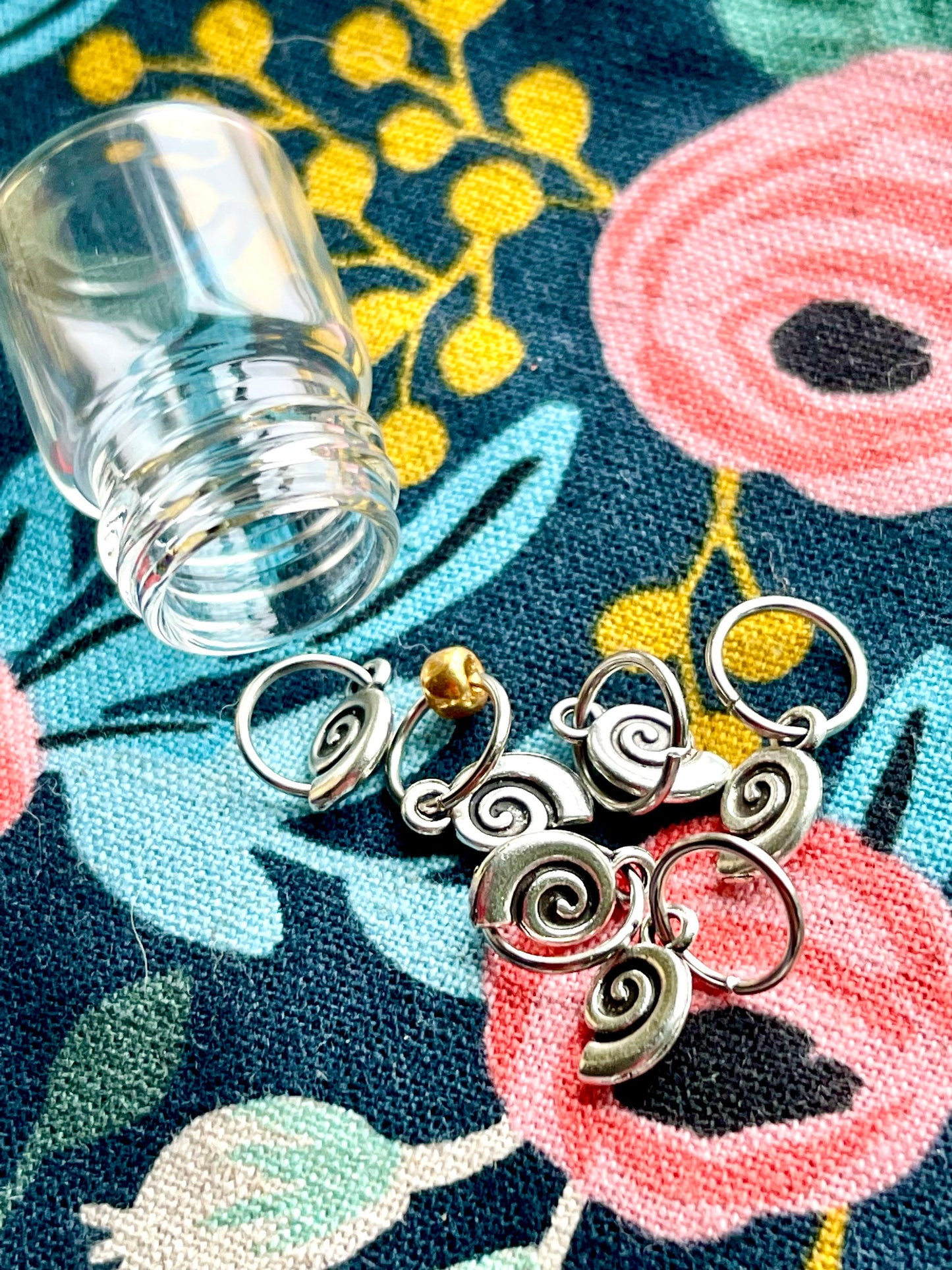 Silver Snails Stitch Markers, Knitting Progress Keepers, Knit Notions