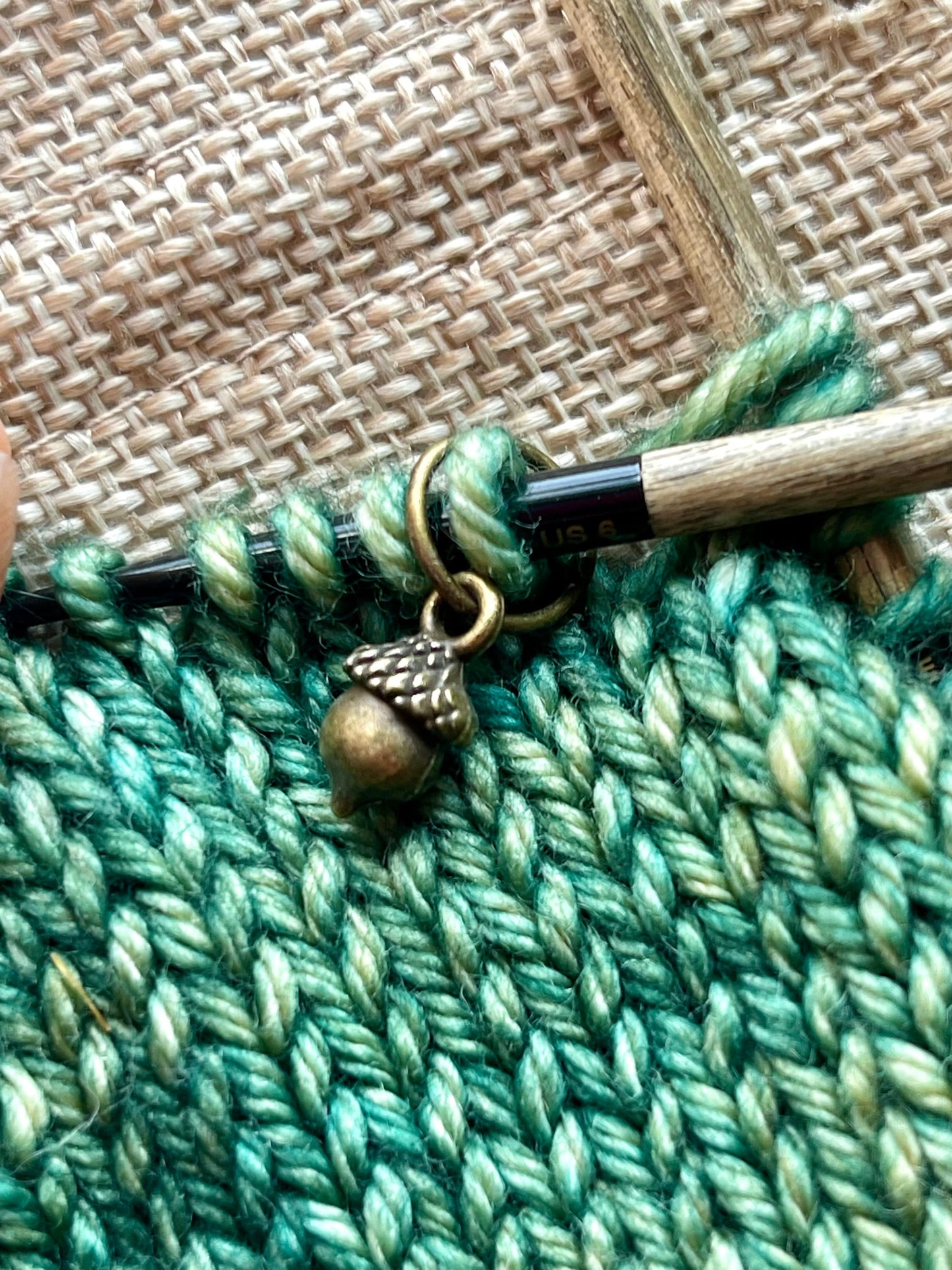 Bronze Acorn Snag Free Stitchmarkers, Yarn Jewelry, Gift for Knitters, Notions for Knits, Yarn Jewelry