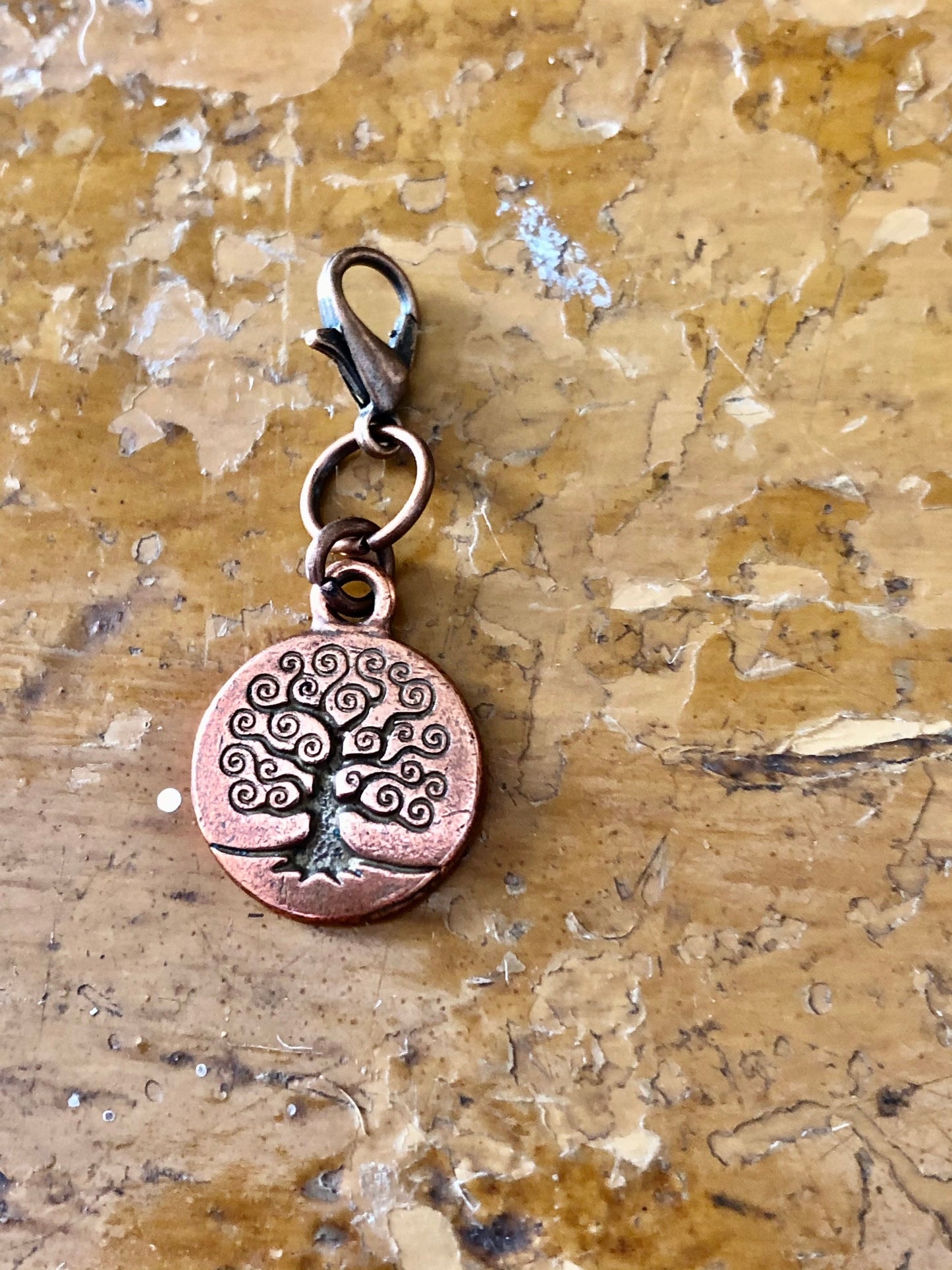 Copper Tree of Life Progress Keeper, Knitting Stitch Marker