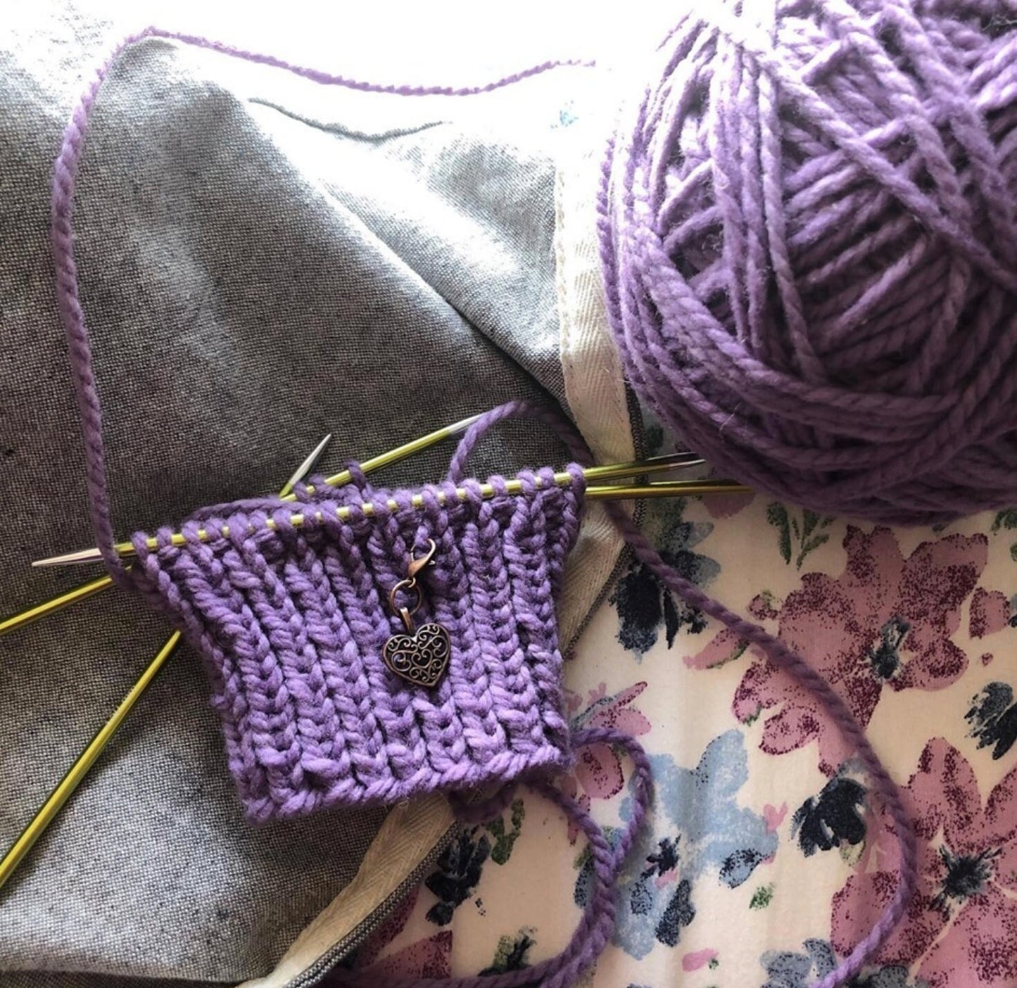 Copper Heart Progress Keeper, Knitting Crochet Stitch Marker