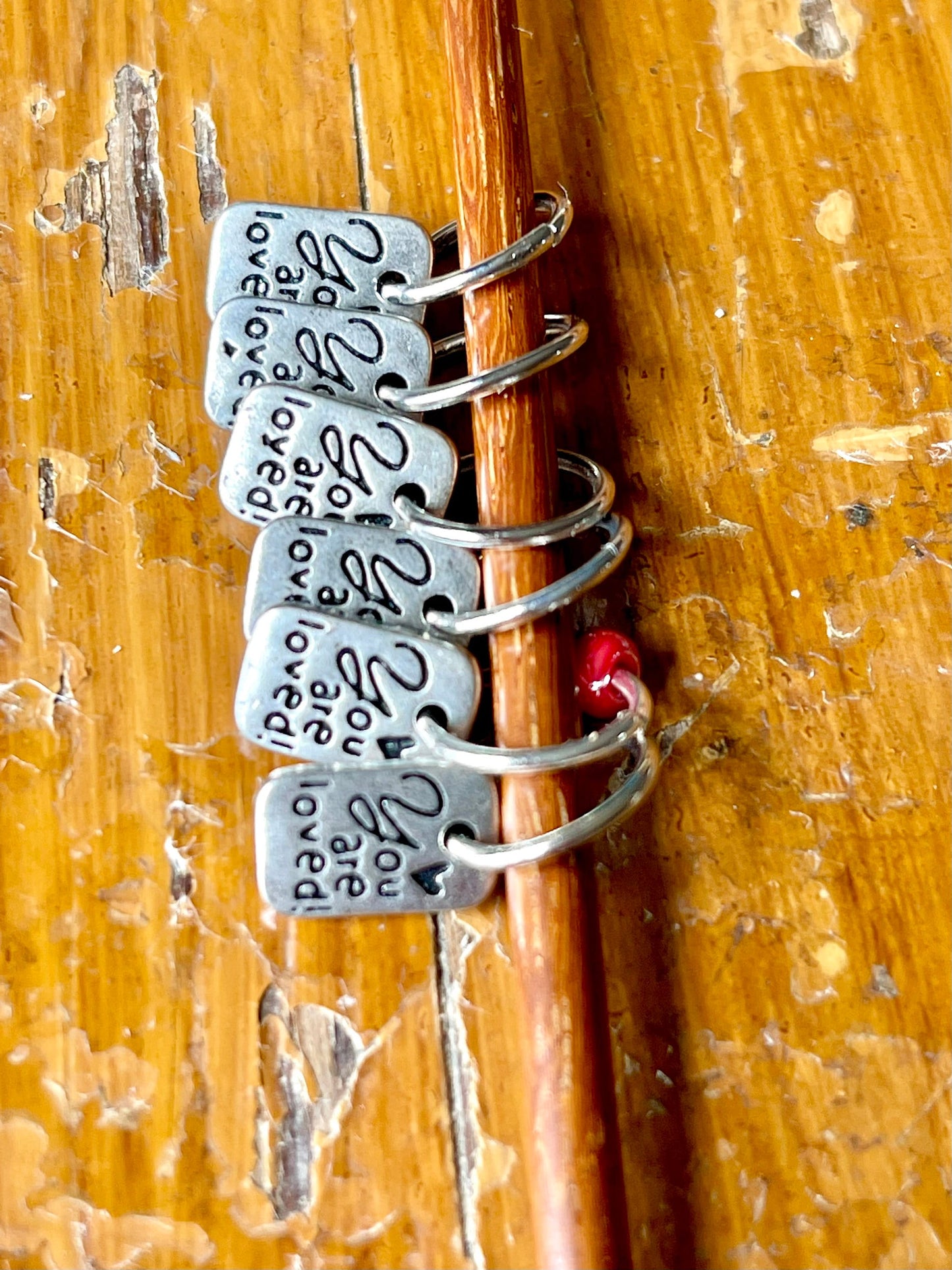 You Are Loved Stitch Markers, Snagfree Knitting Notions, Fits US11 Needles