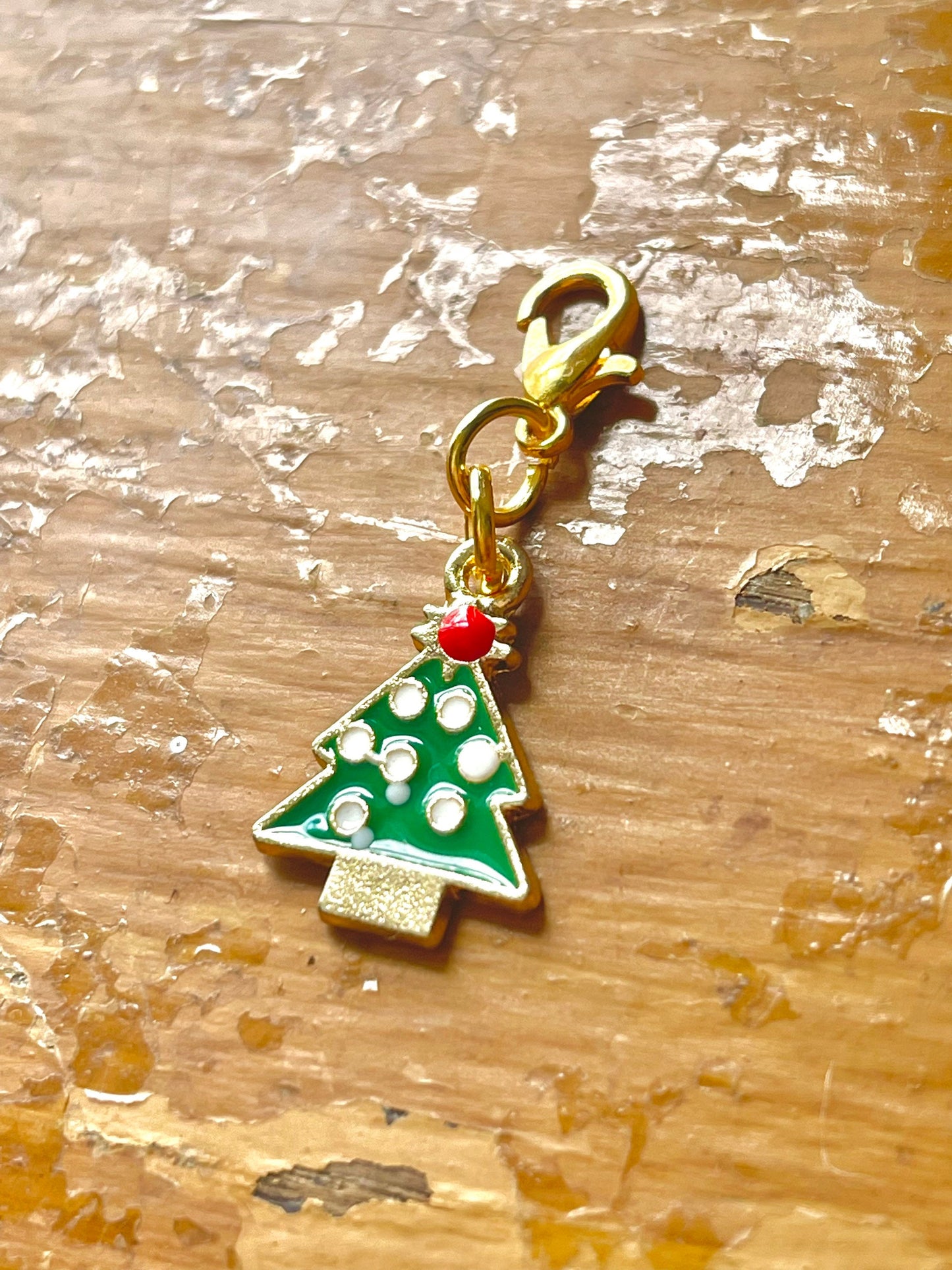 Christmas Tree Zipper Pull, Holiday Stitch Marker