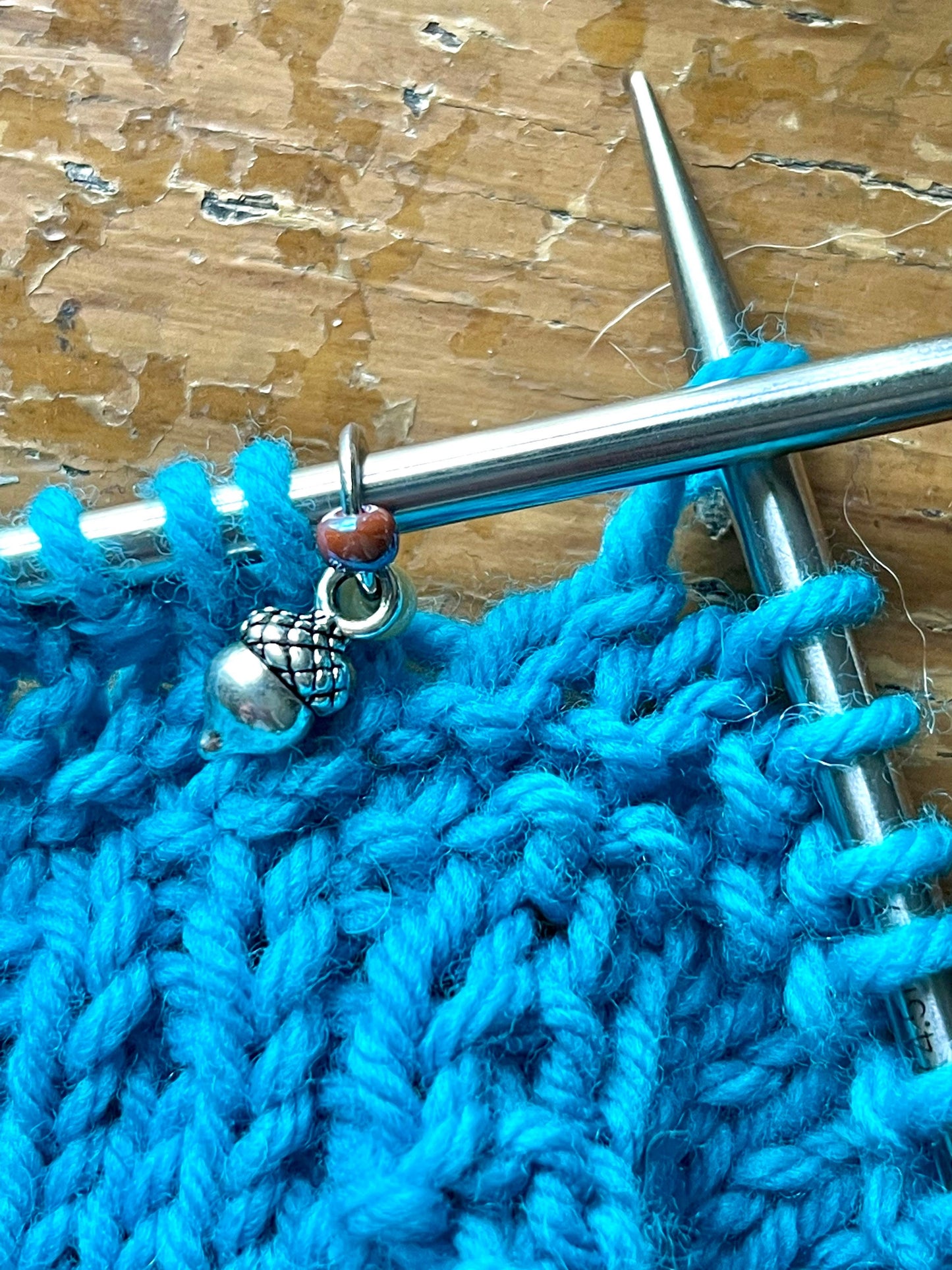 Silver Acorn Stitch Markers, Knitting Notions, Fits US10.5 Needles