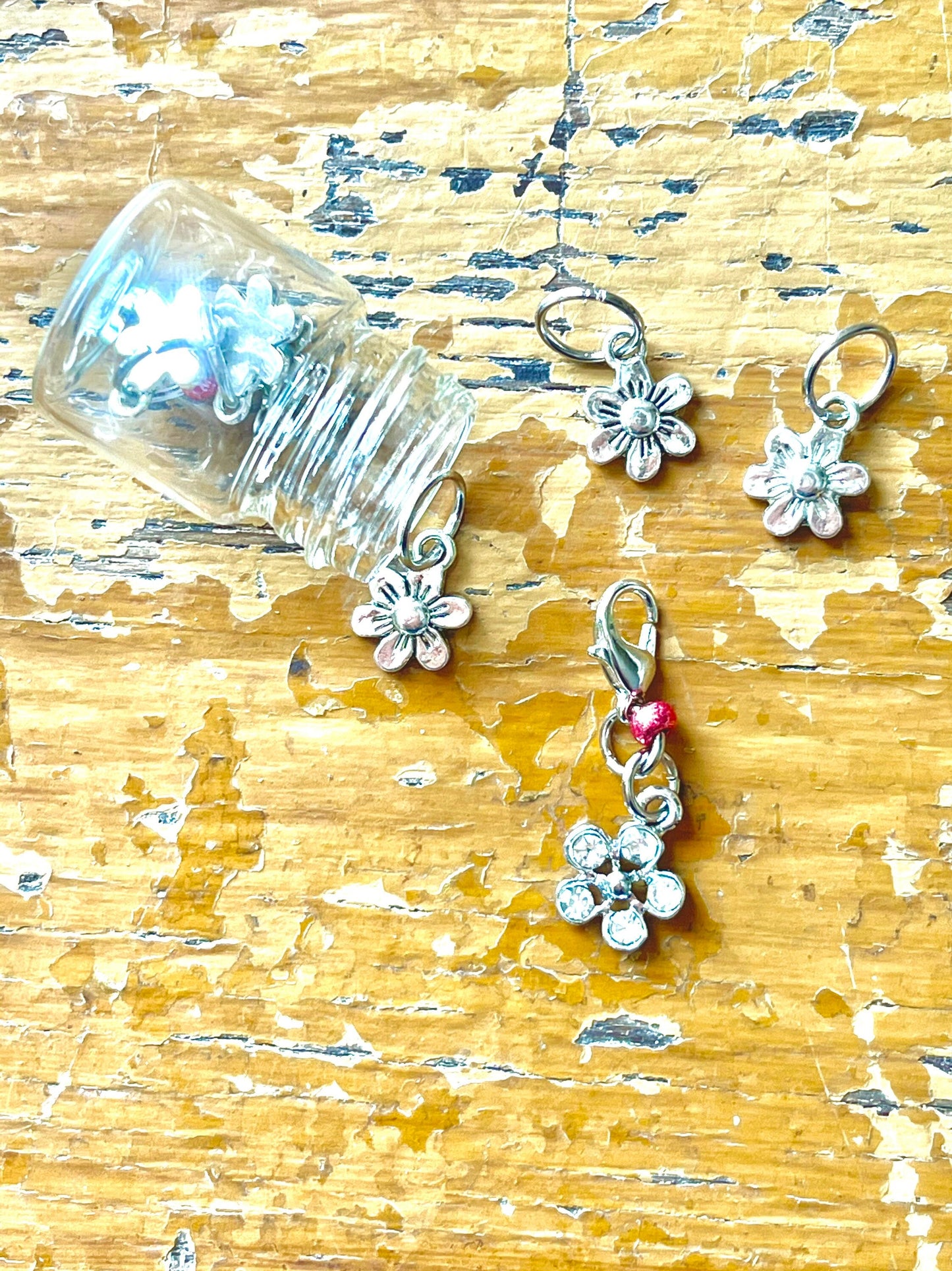 Silver Flower Snagless Stitch Markers, Knitting Accessories