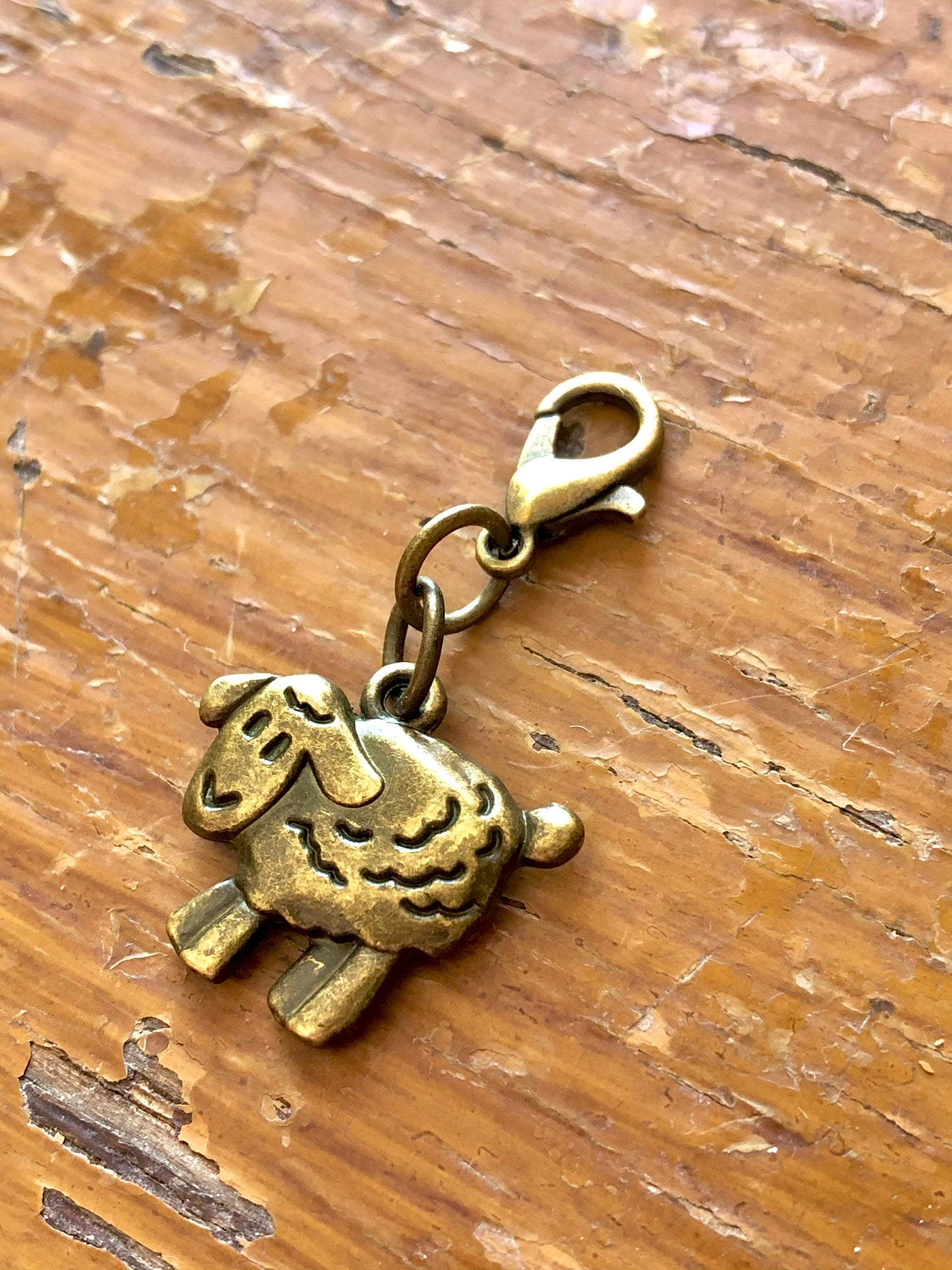 Bronze Sheep Knitting Progress Keeper, Yarn Stitch Marker