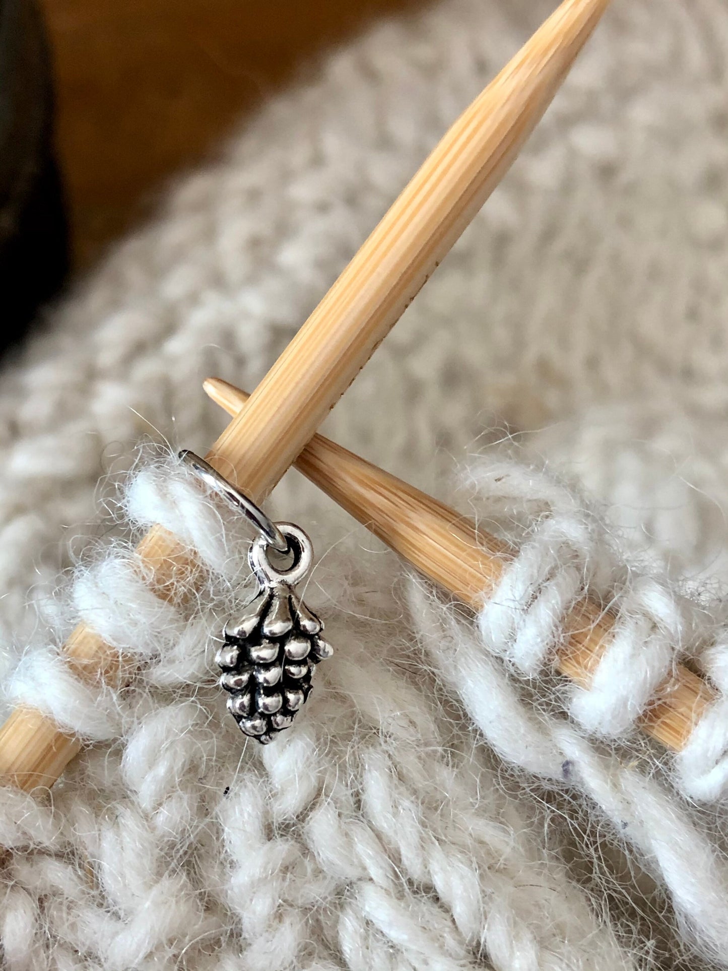 Silver Pine Cone Stitch Markers, Knitting Accessories, Set of 6
