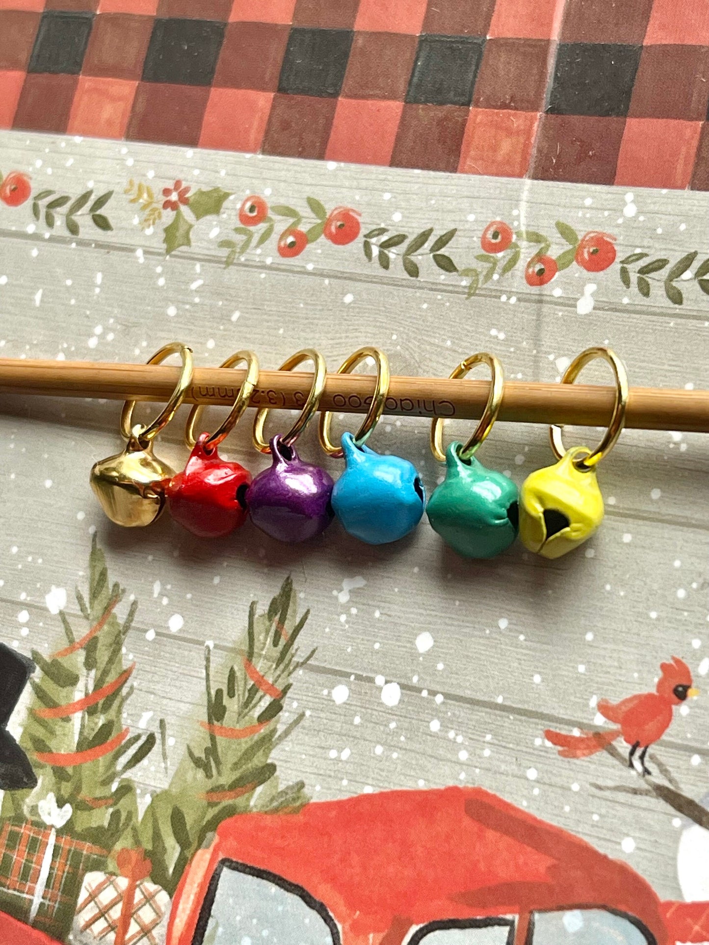Matte Jingle Bells Stitch Markers, Snagfree Knitting Progress Keepers